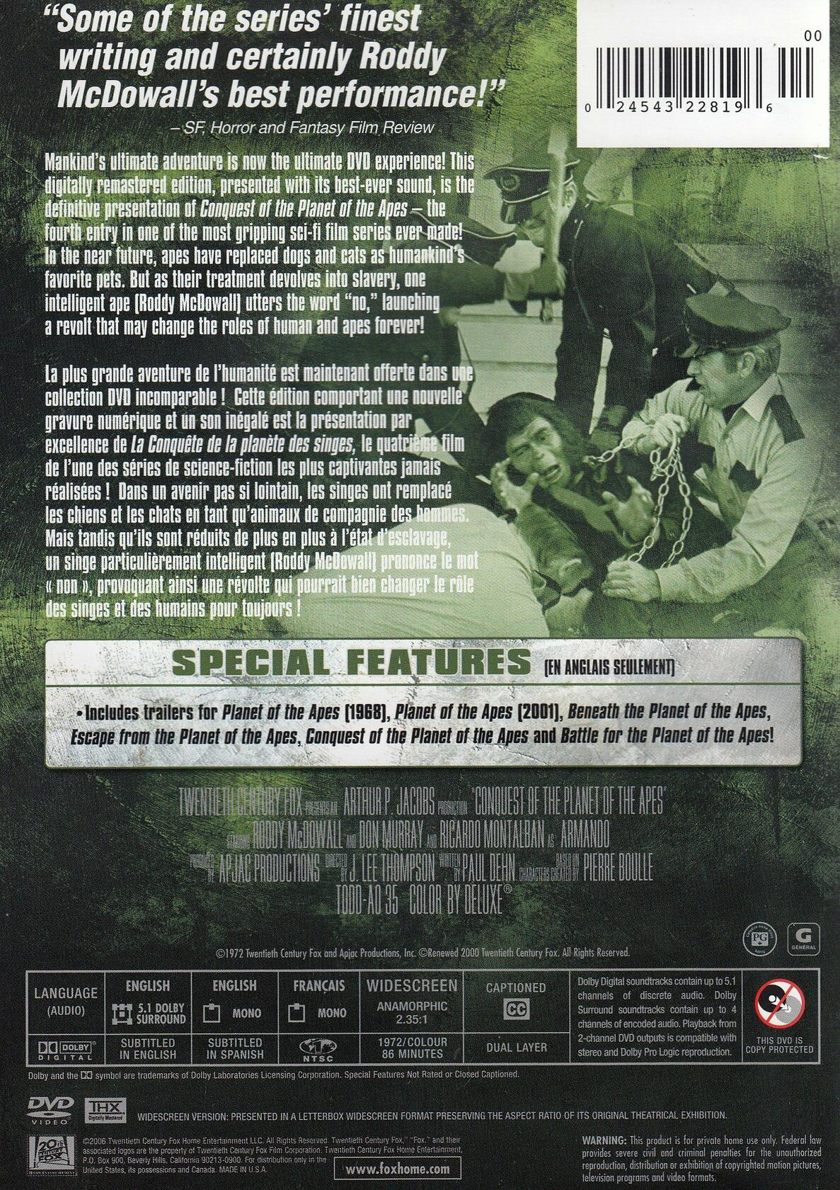 Conquest of the Planet of the Apes [DVD] - Very Good