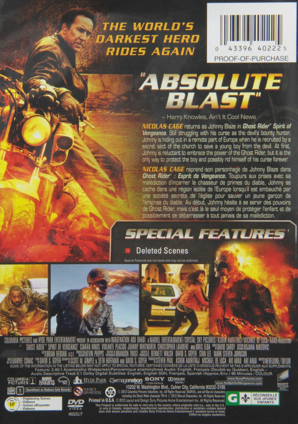 Ghost Rider Spirit of Vengeance Bilingual [DVD]
