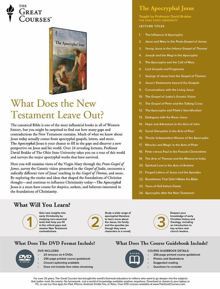 The Apocryphal Jesus [DVD] Brakke David and The Great Courses - Very Good