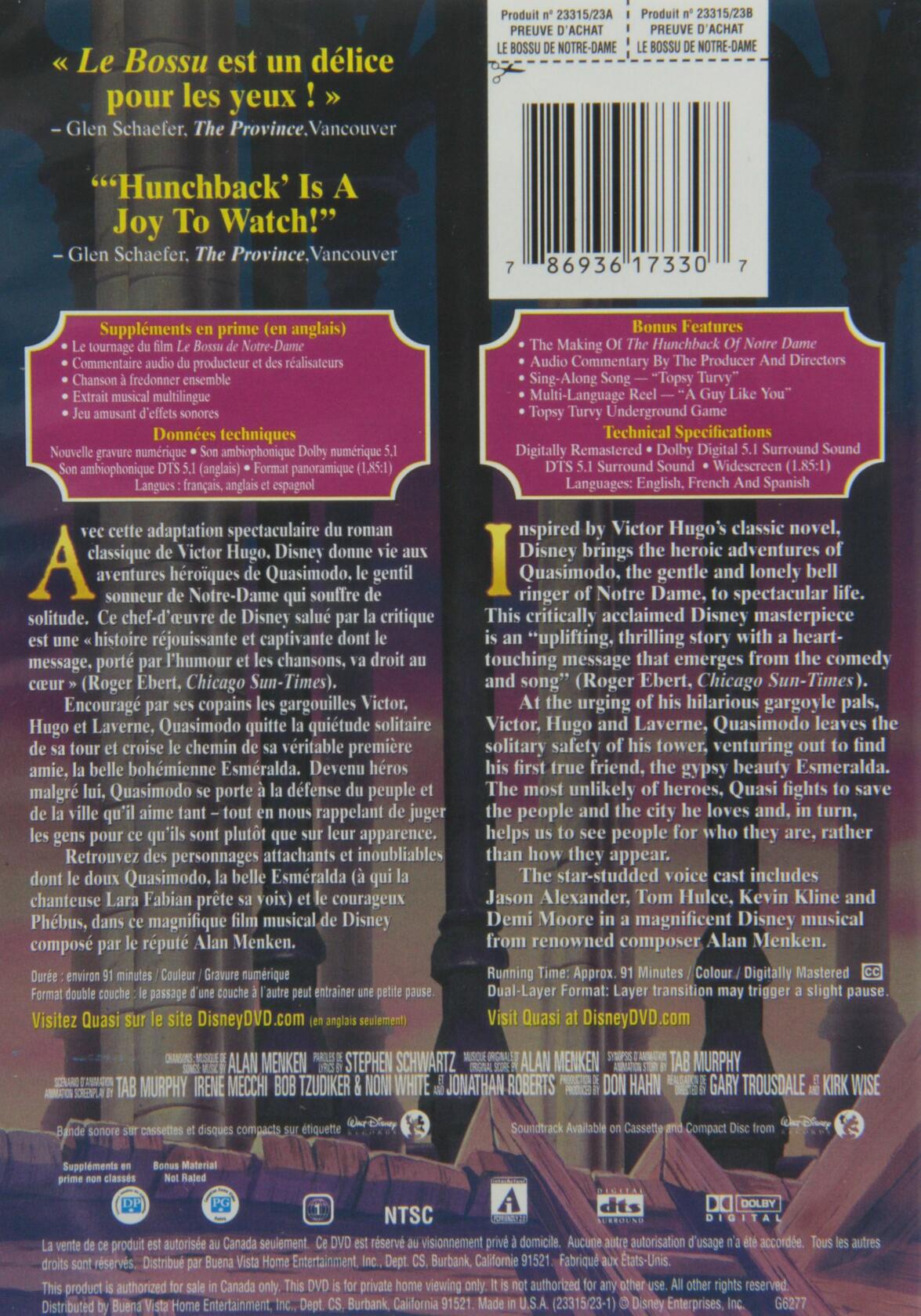 Le Bossu de Notre Dame / The Hunchback of Notre Dame (Bilingual) [DVD] - Very Good