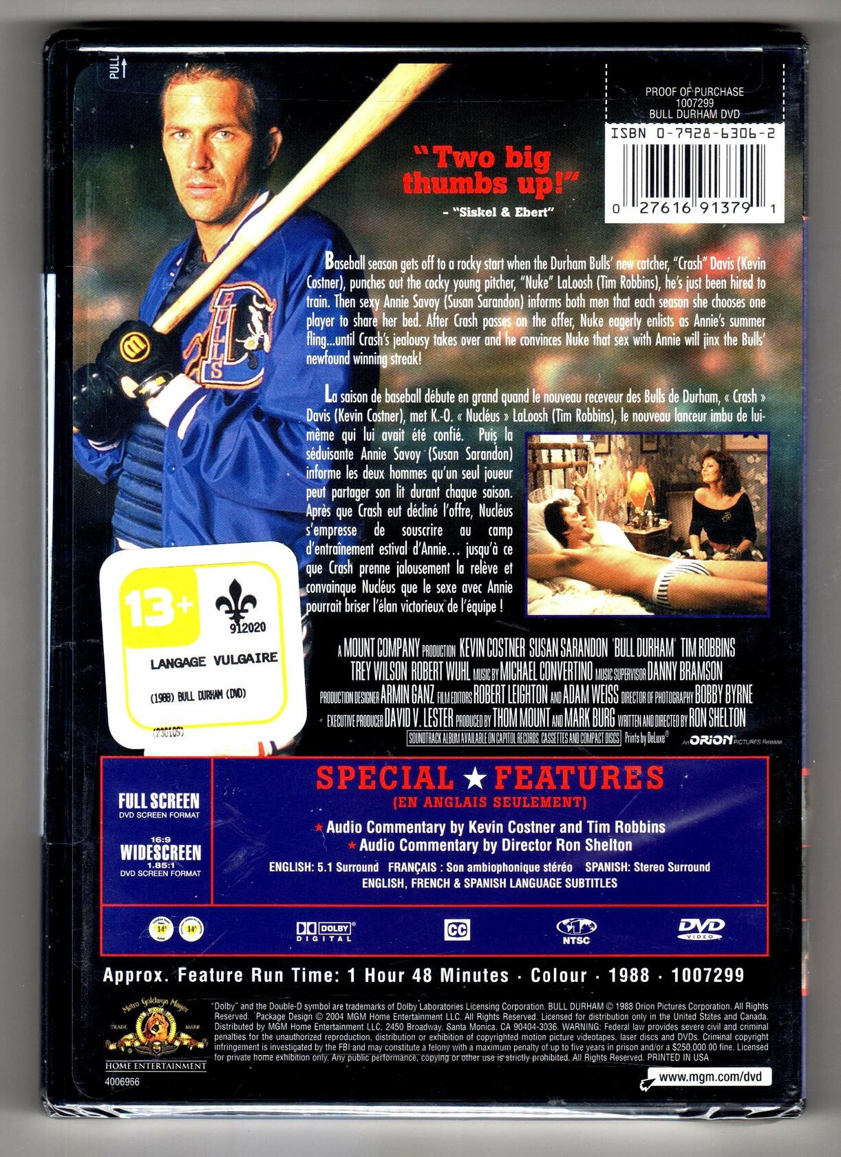Bull Durham (Bilingual) [DVD] - Very Good