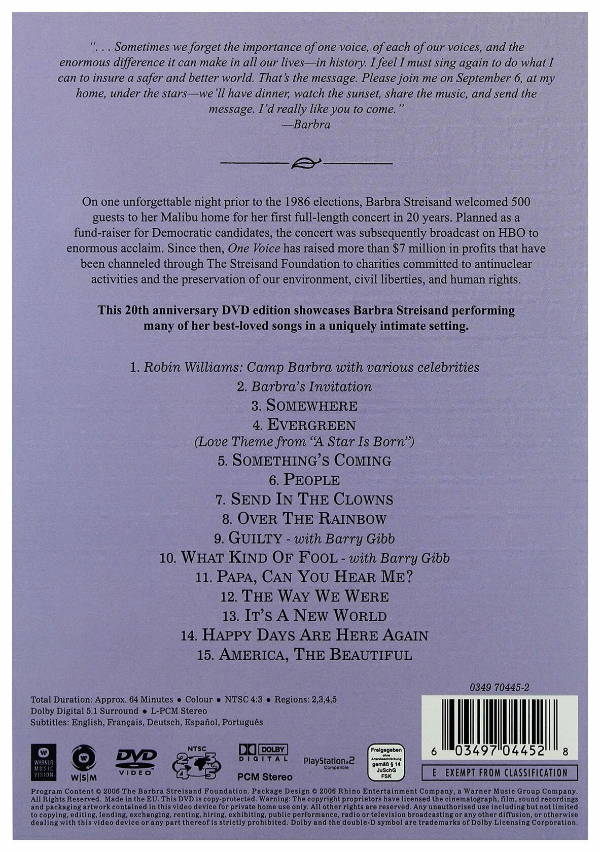 Barbra Streisand: One Voice [DVD] - Very Good