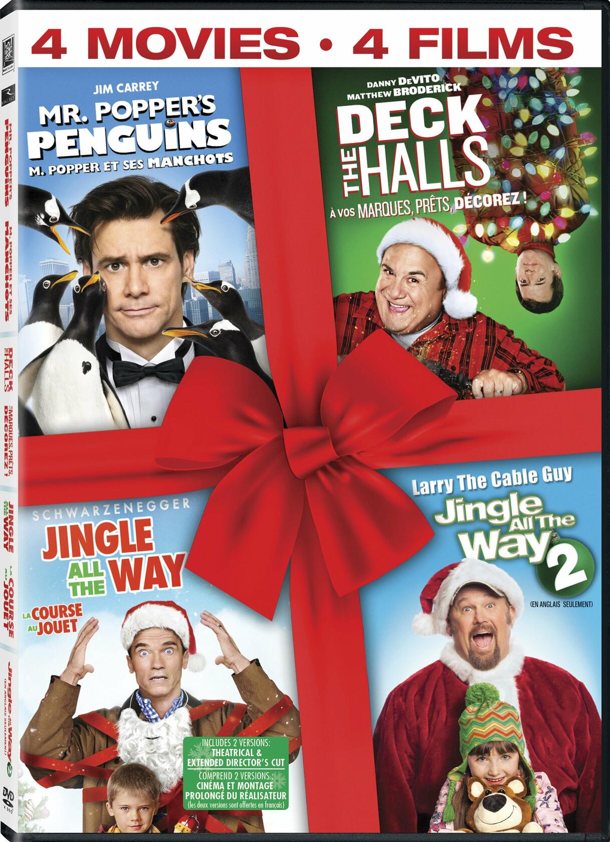 Jingle All The Way / Deck The Halls / Mr. Popper's Penguins / Jingle All The Way 2 - Quad Feature (Bilingual) [DVD] - Very Good