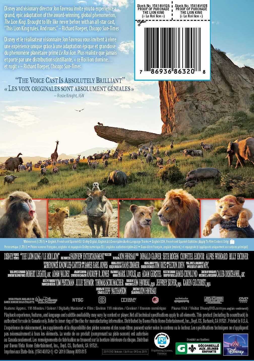 The Lion King (Bilingual) [DVD] - Very Good
