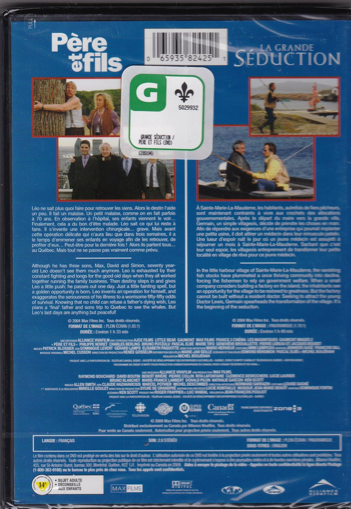 Pere et fils (Father & Sons) / La Grande Seduction (Seducing Doctor Lewis) (Version française) - Very Good