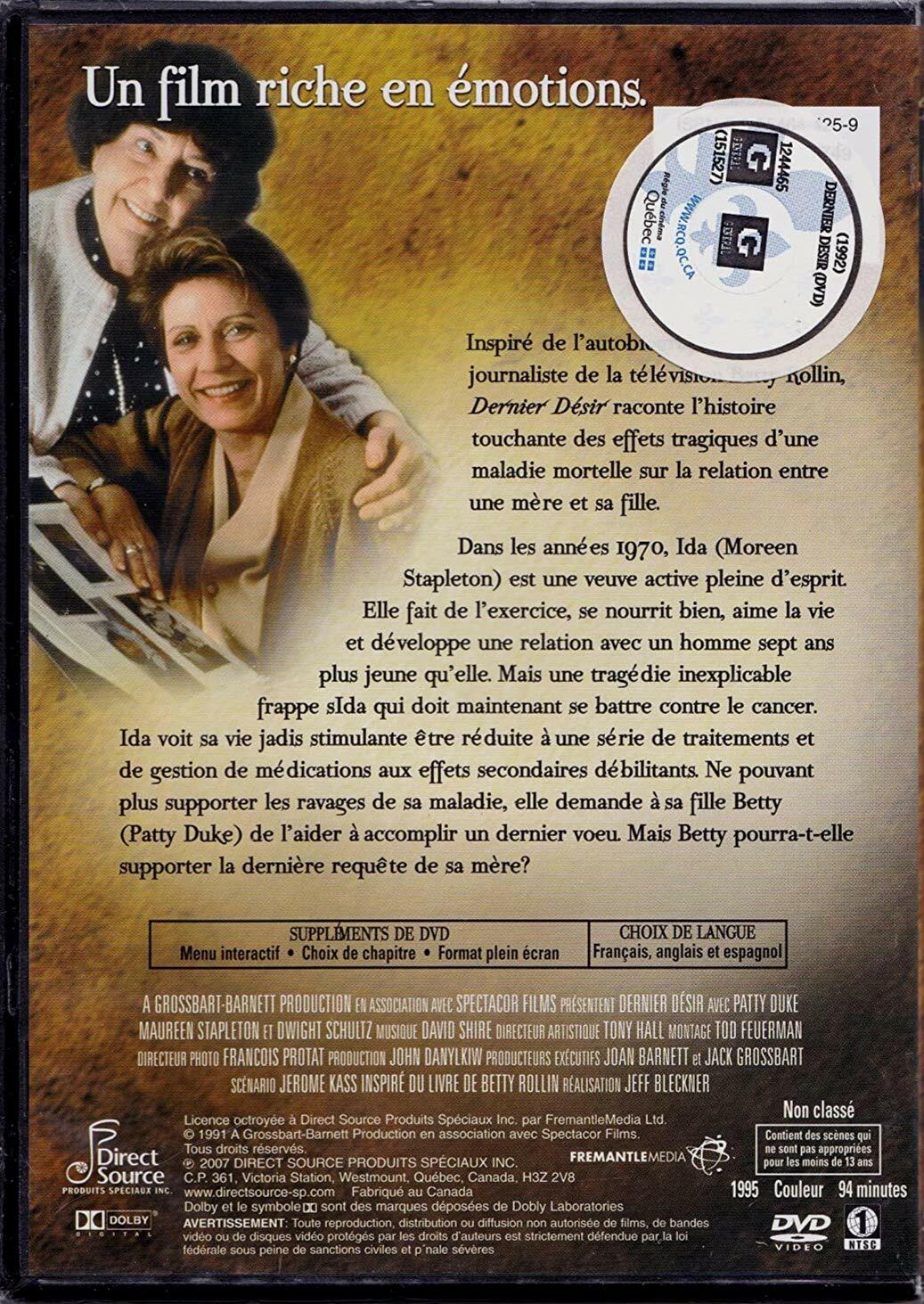 Dernier Désir - Last Wish (English/French) 1991 (Cover French) Régie au Québec - Very Good