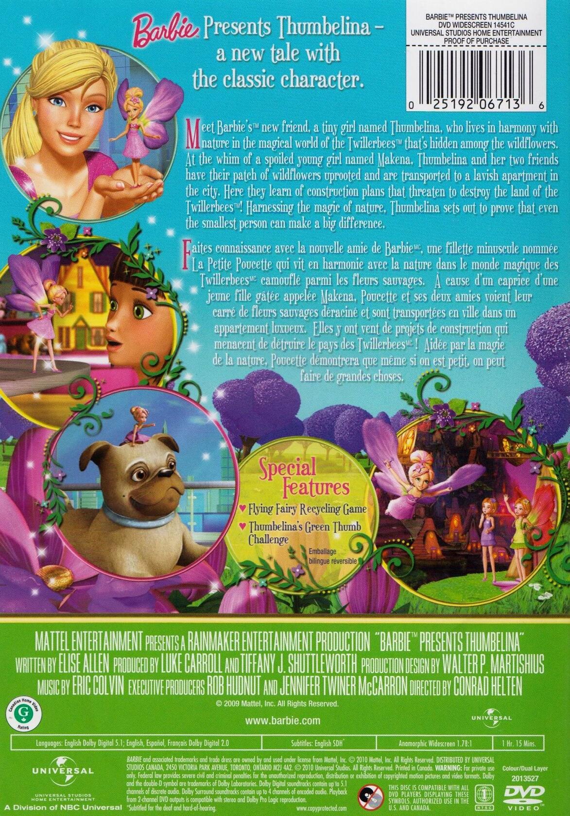 Barbie Presents Thumbelina (Bilingual) [DVD] - Very Good