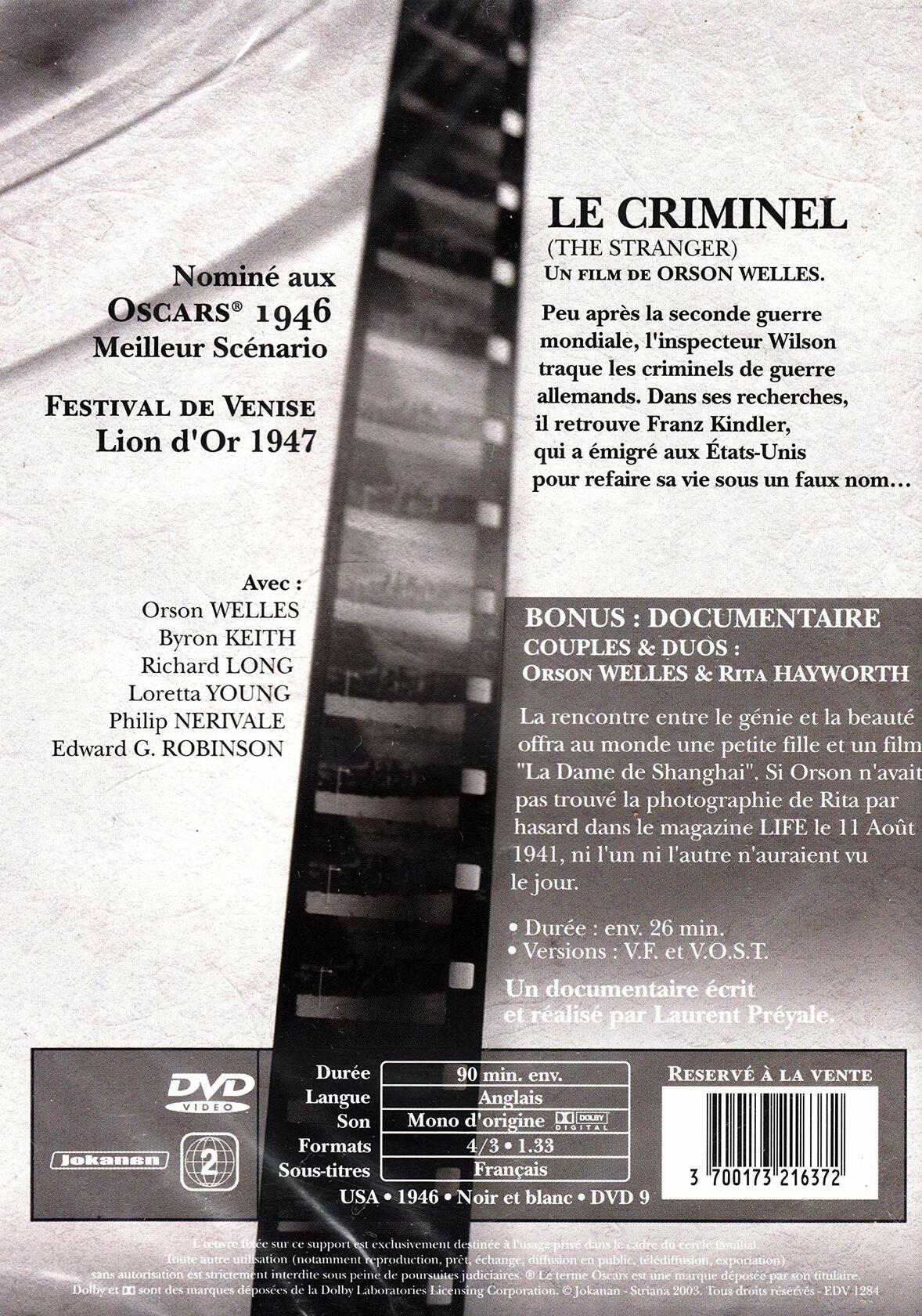 Le Criminel (The Stranger) [DVD] - Very Good