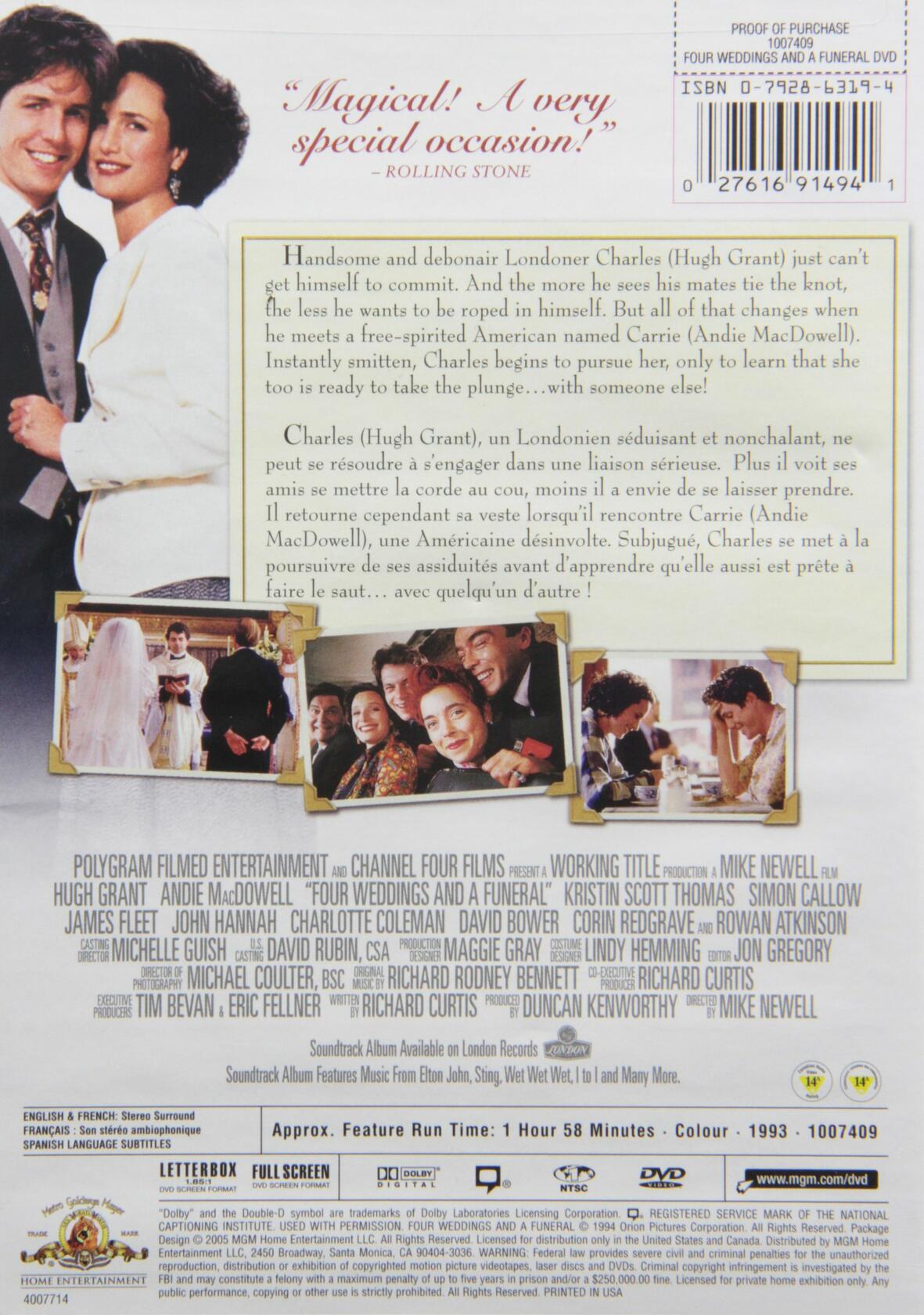 Four Weddings and a Funeral [DVD]