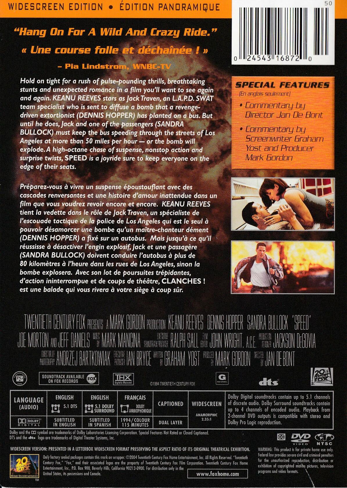 Speed (Widescreen Bilingual Edition) [DVD] - Very Good