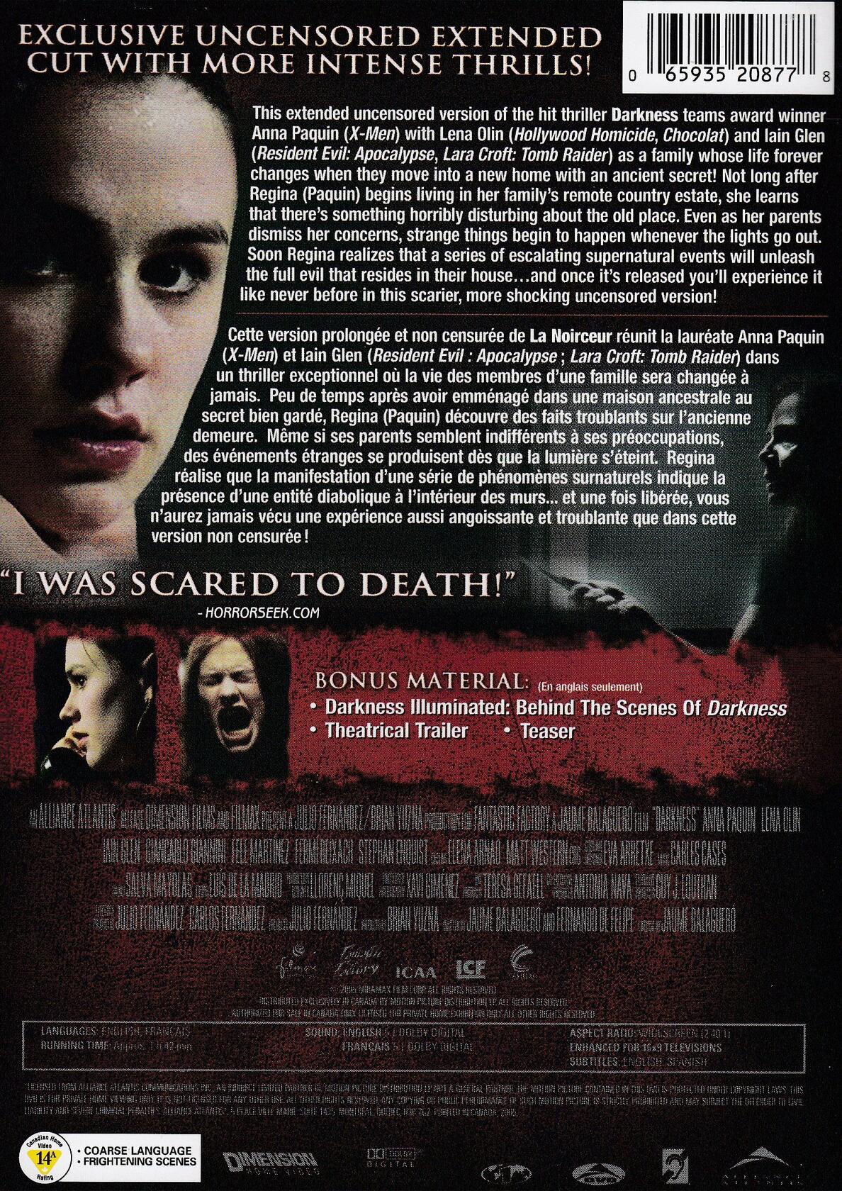 Darkness (La noirceur) [DVD] - Very Good