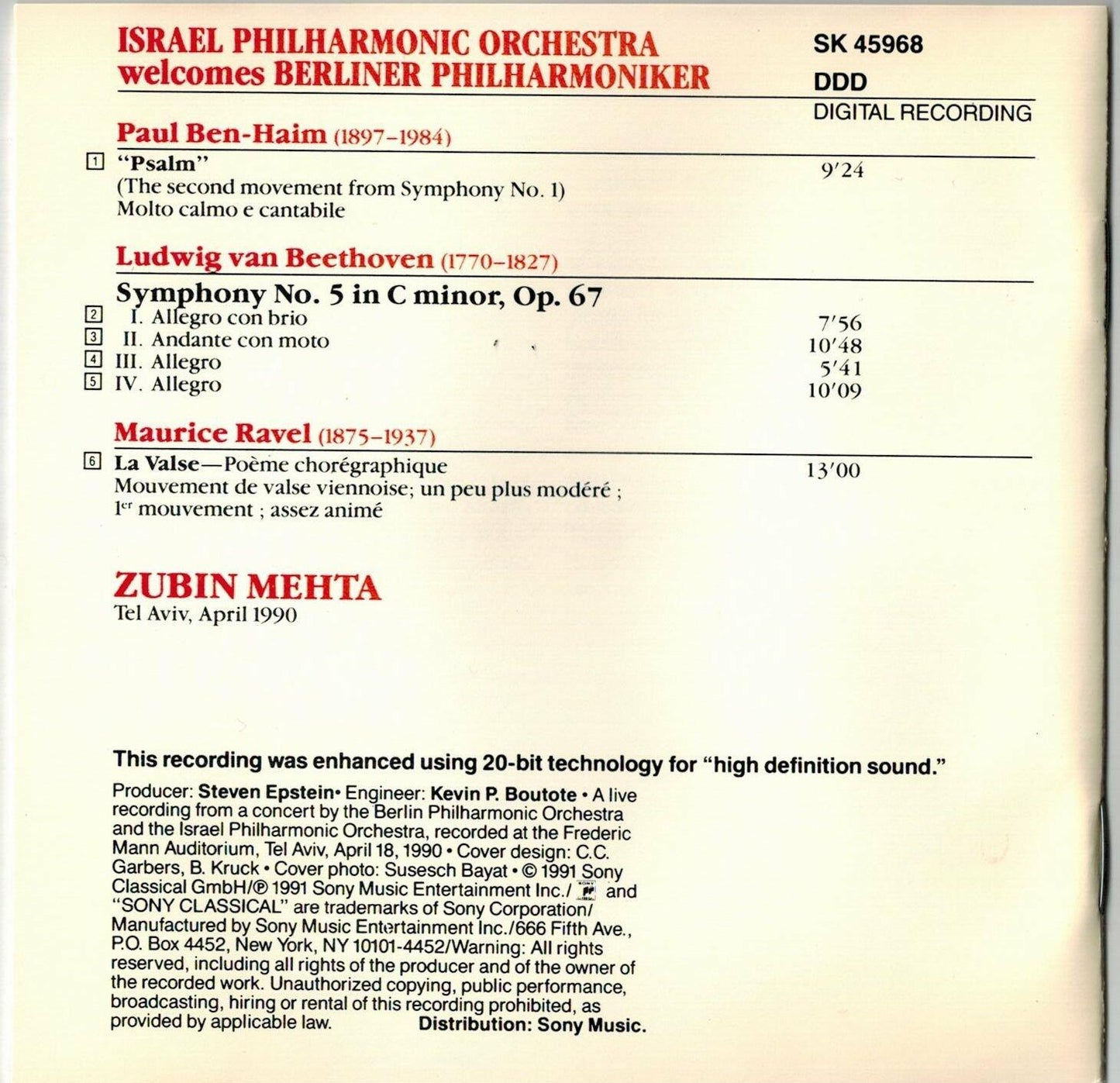 Israel Phil Orch Welcomes Berl [Audio CD] STRAUSS,RICHARD - Very Good