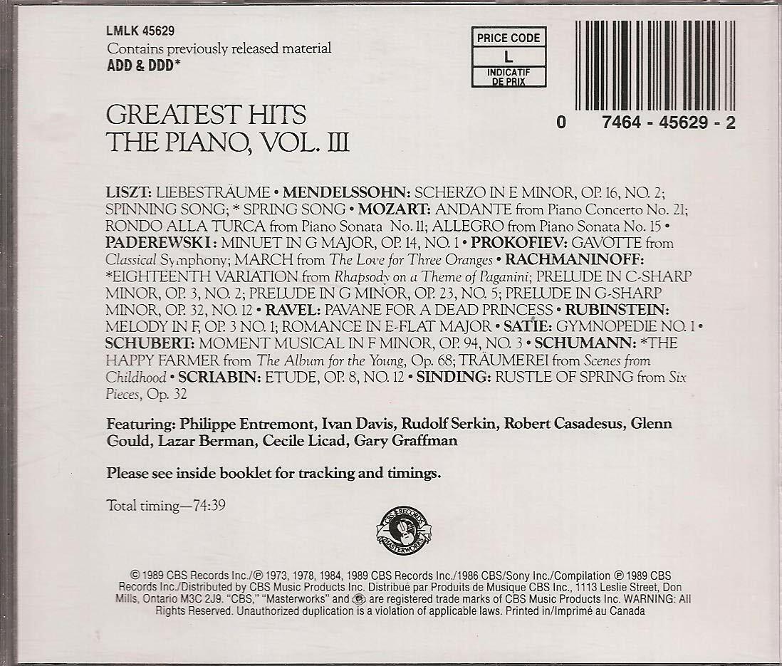 Piano Greatest Hits 3 [Audio CD] - Very Good