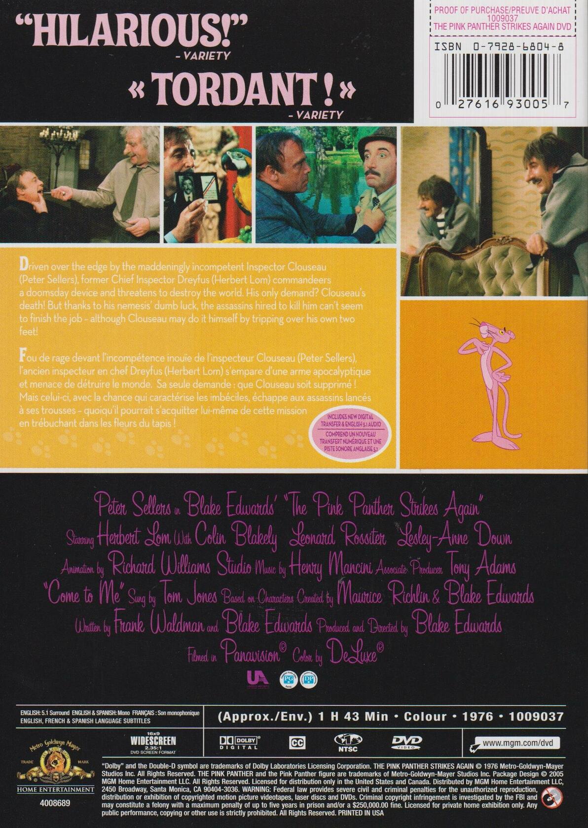 The Pink Panther Strikes Again (Bilingual) [DVD] - Very Good