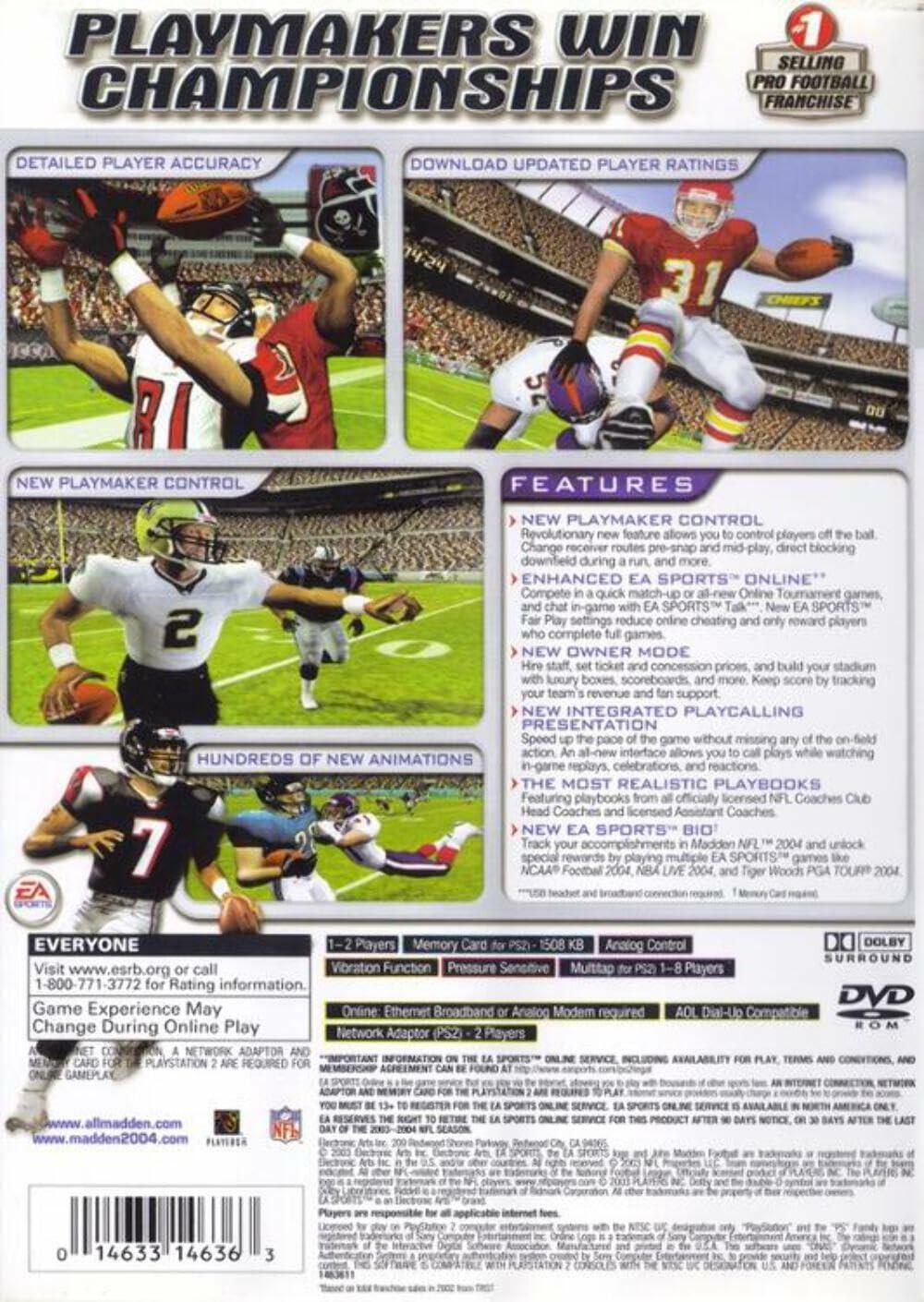 MADDEN NFL 2004 - PlayStation 2 [video game] - Very Good