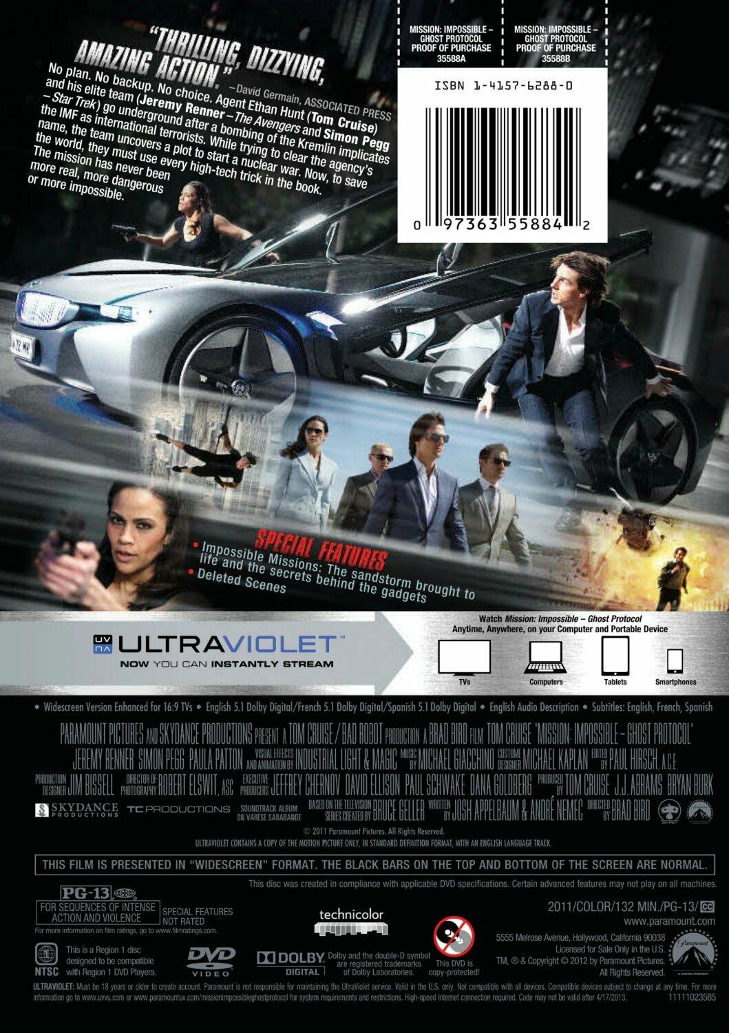 Mission:Impossible Ghost Protocol Rr [DVD] - Good