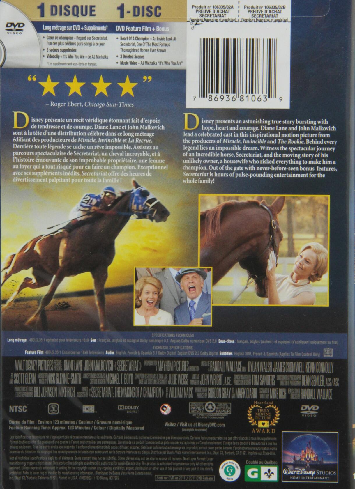 Secretariat (Bilingual) [DVD] - Good