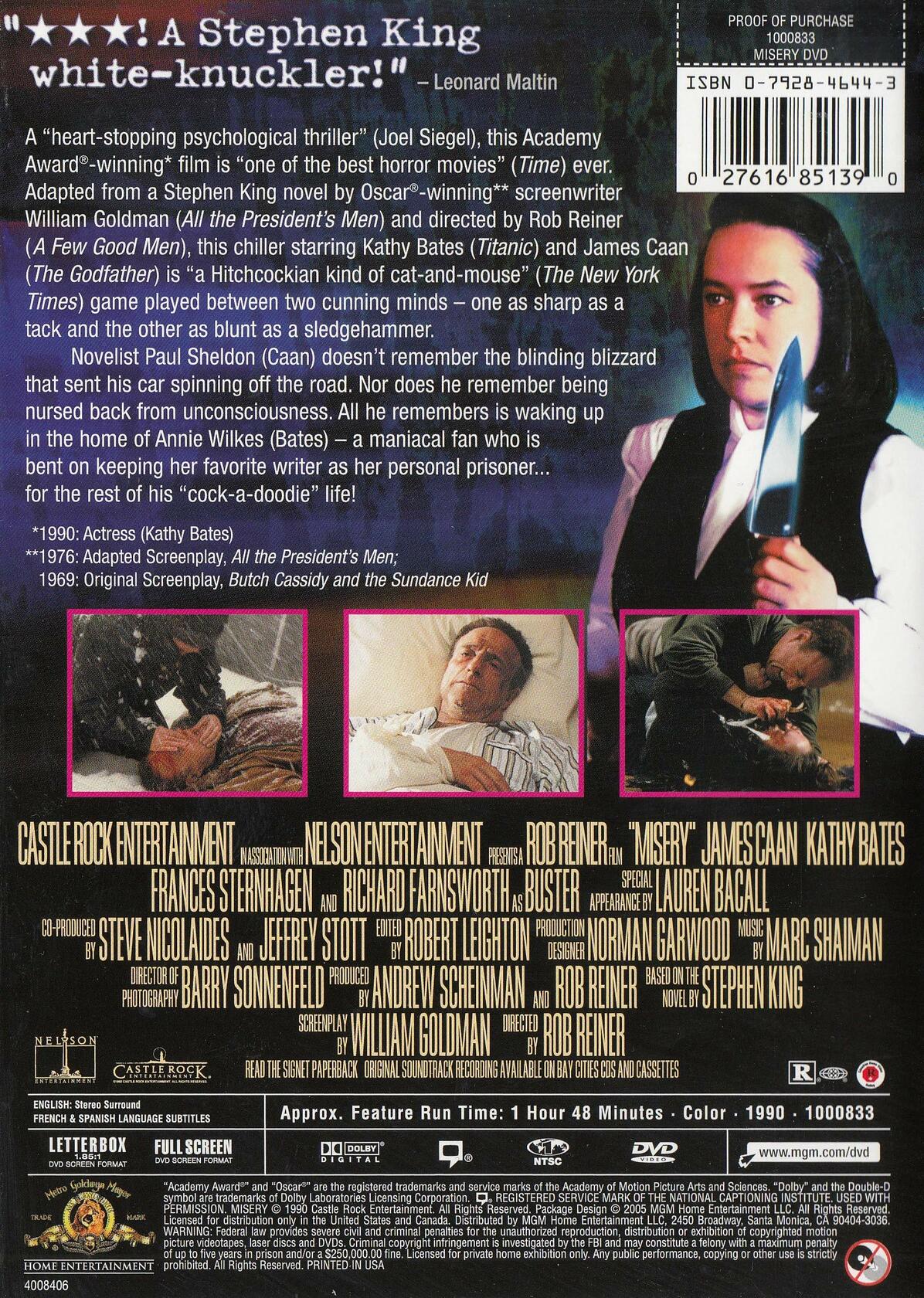 Misery (Widescreen/Full Screen) [DVD] - Very Good