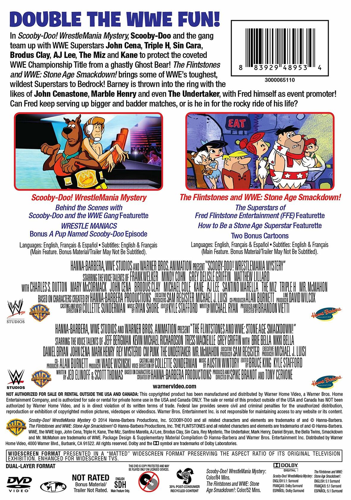 Scooby-Doo! WrestleMania / Flintstones WWE (Double Feature) (Double Feature) [DVD] - Good