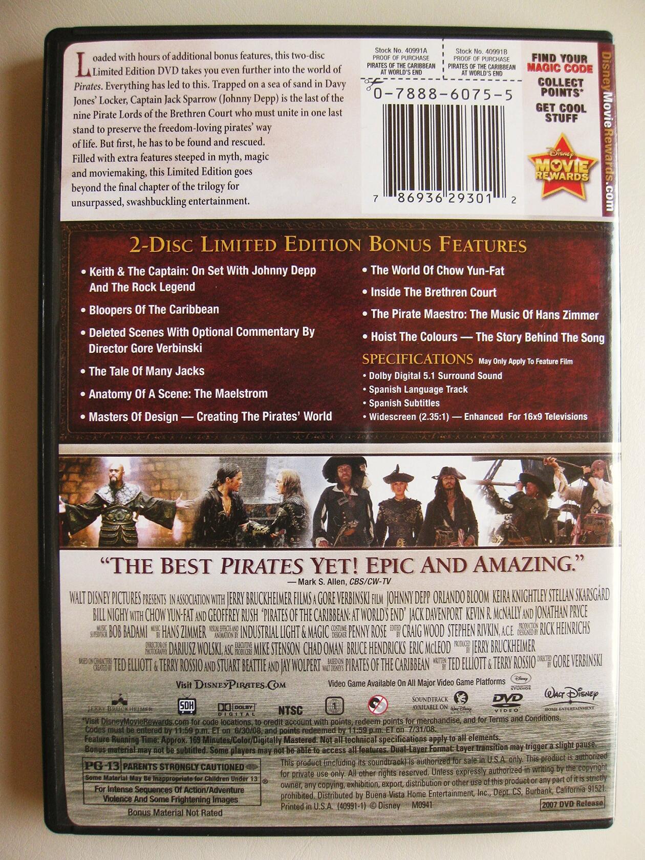Pirates Of The Caribbean: At World's End (2-Disc Limited Edition) (Bilingual) [DVD]