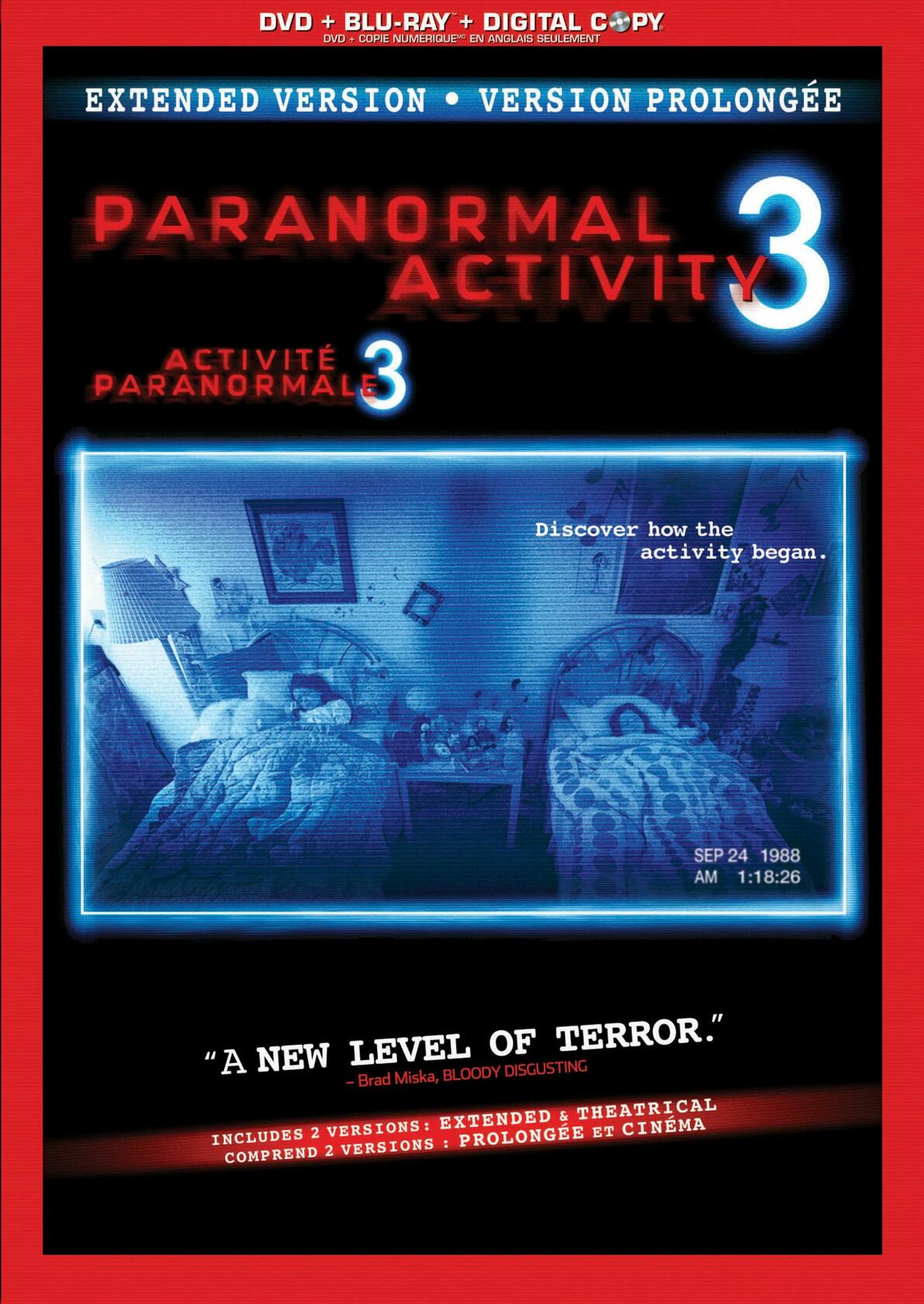 Paranormal Activity 3: Extended Version / Activité paranormale 3: Version prolongée (DVD Packaging) [Blu-ray + DVD + Digital Copy] - Very Good