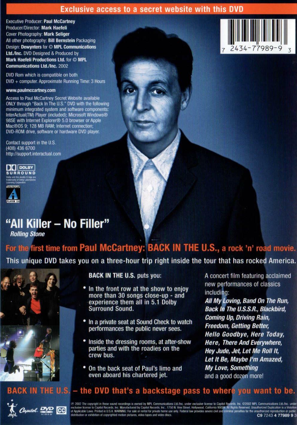 Paul McCartney: Back in the U.S. [DVD] - Very Good