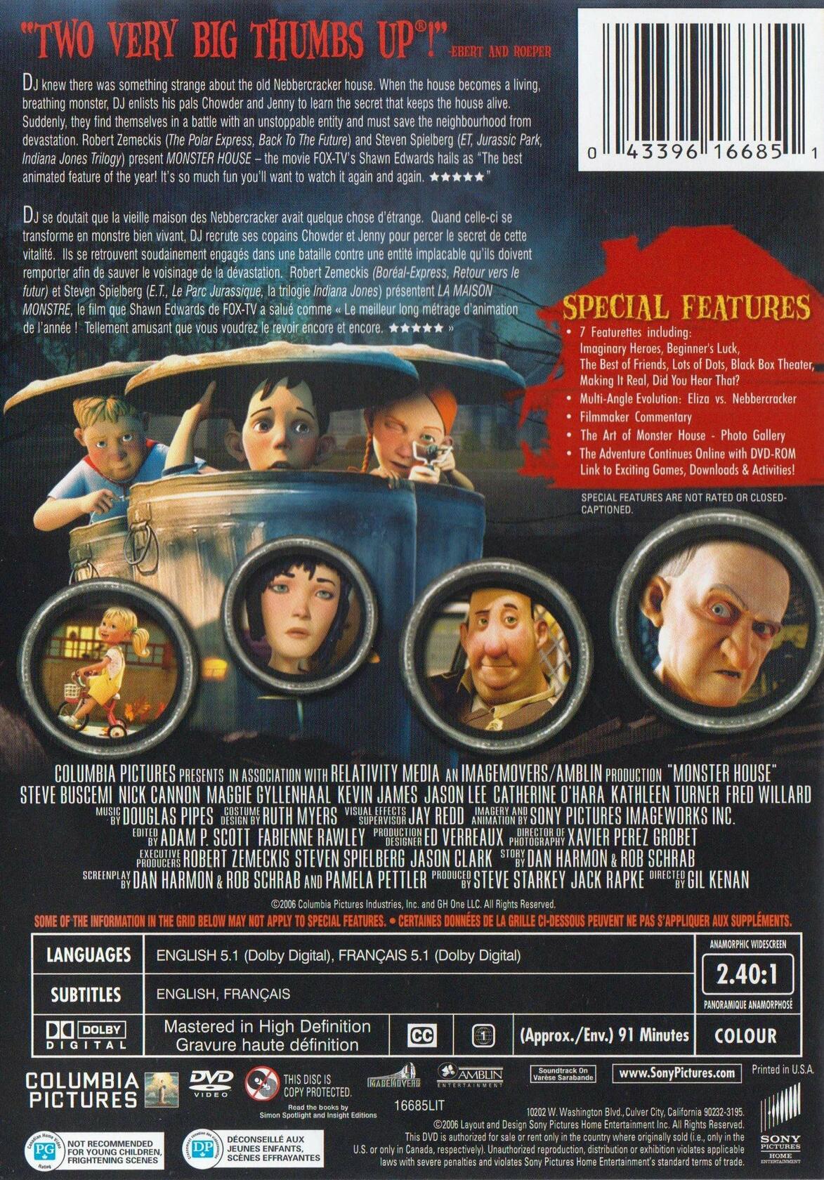 Monster House (Widescreen) Bilingual [DVD] - Very Good