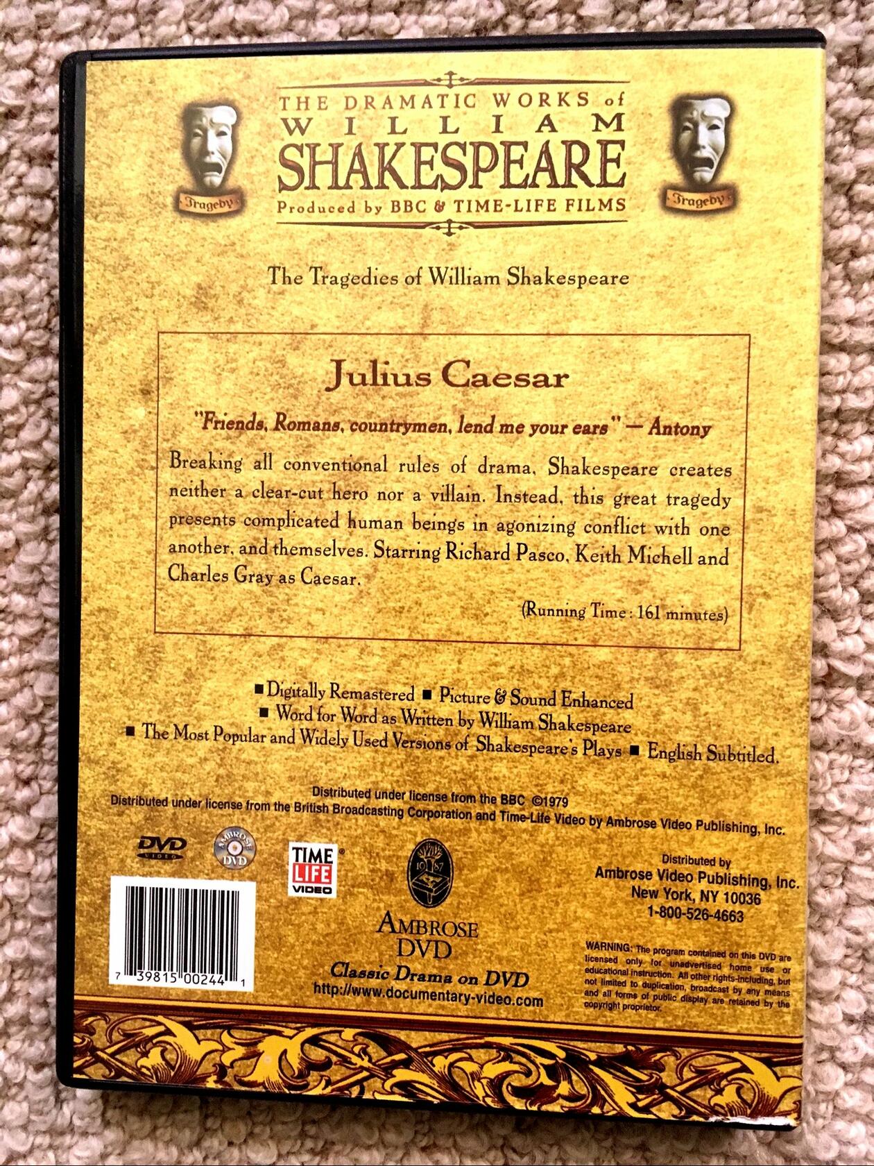 Julius Caesar (BBC) (1979): The Dramatic Works of William Shakespeare Tragedies [DVD] - Very Good