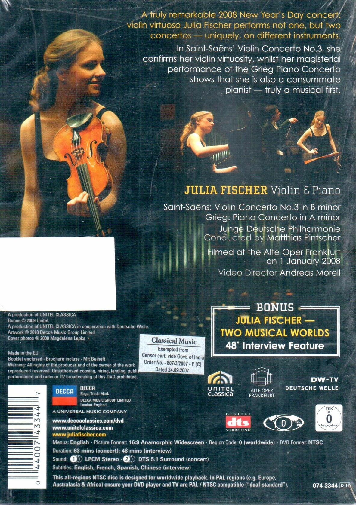 Saint-Saens: Violin Concerto No 3 / Greig: Piano [DVD] - Very Good