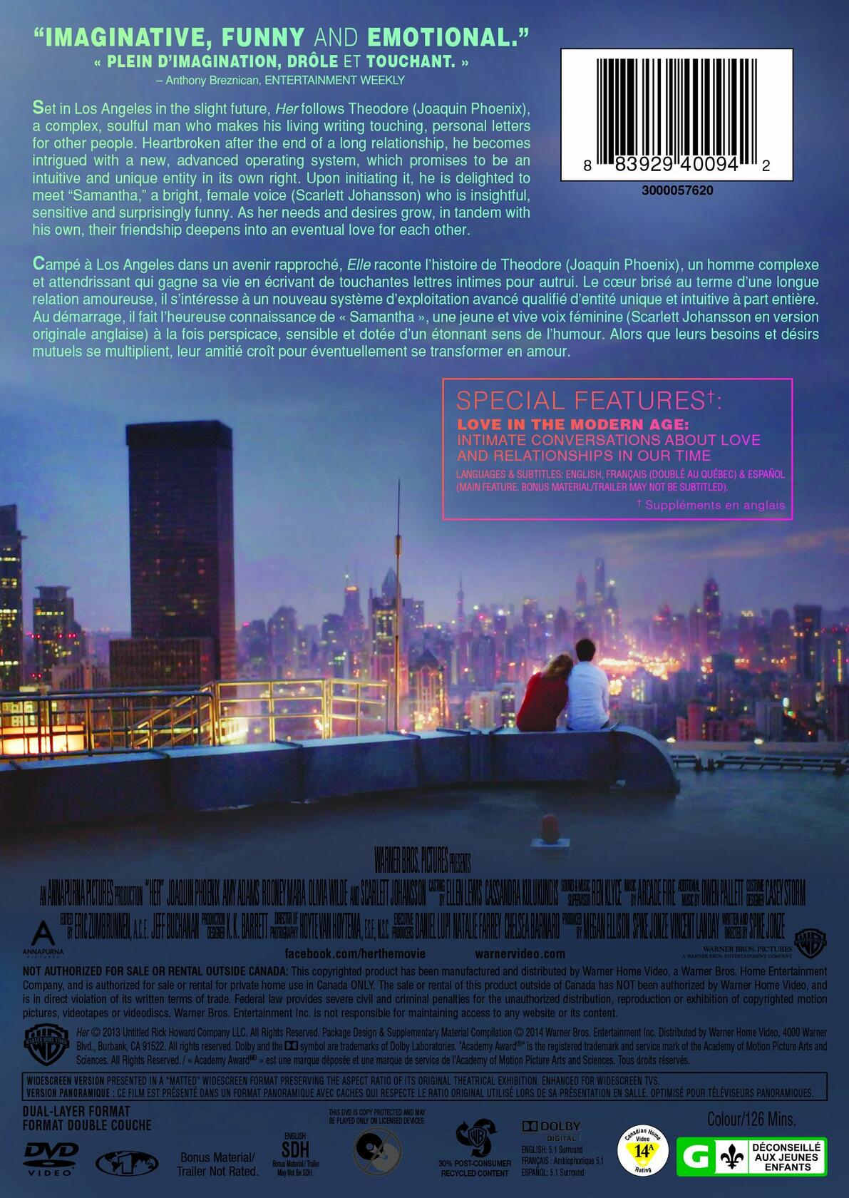 Her [DVD + Digital Copy] (Bilingual) [DVD] - Good