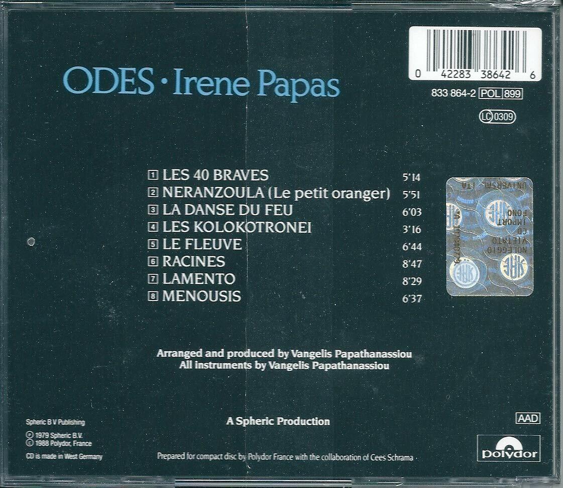 Odes [Audio CD] Irene Papas and Vangelis - Very Good
