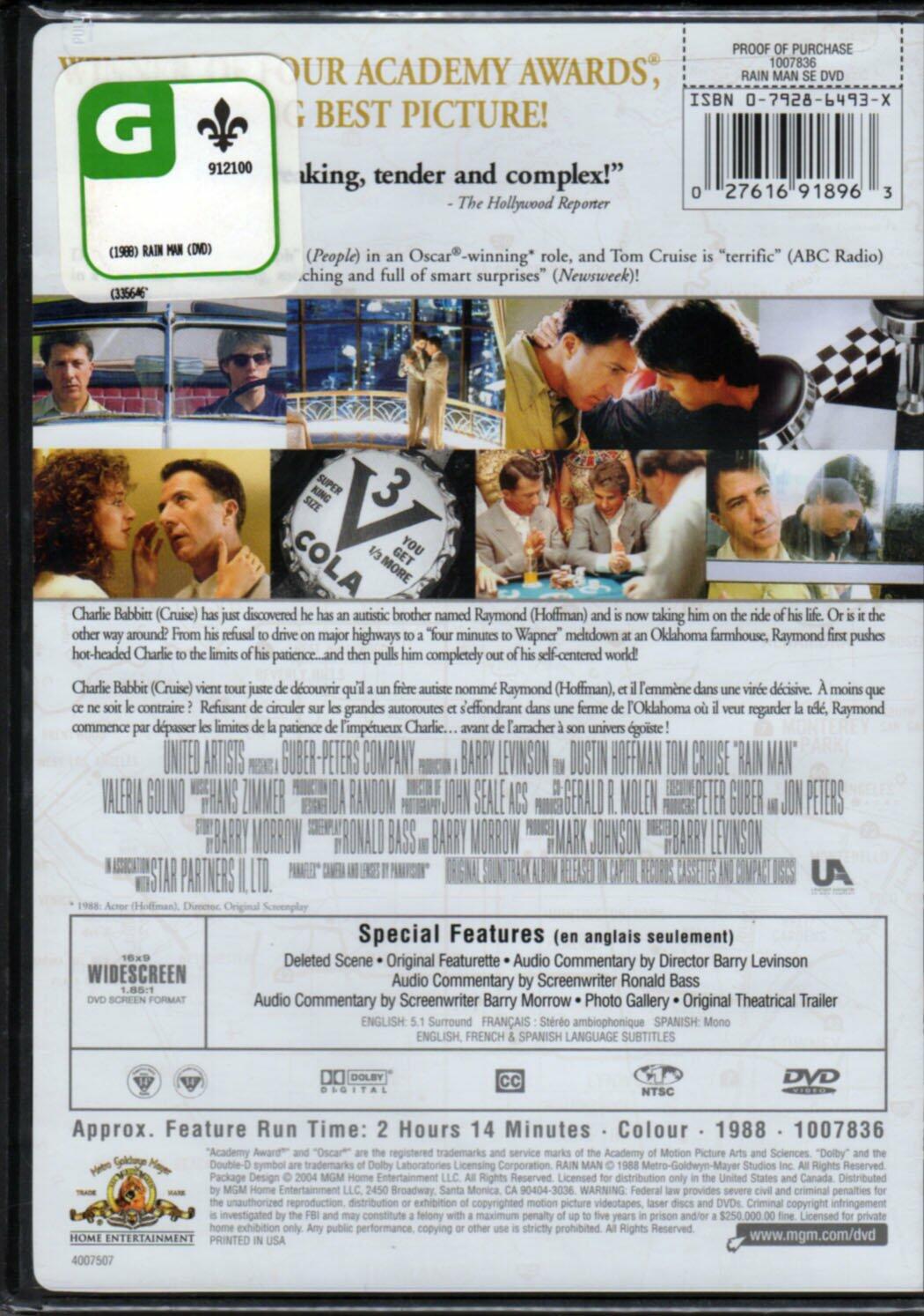 Rain Man (Special Edition) [DVD] - Very Good