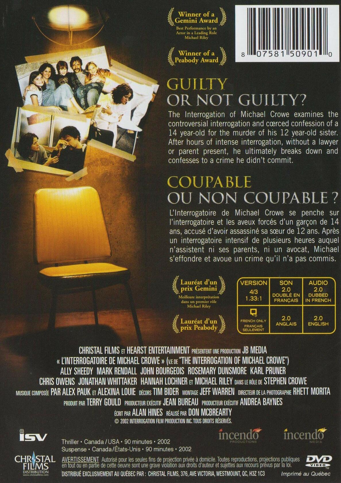 L' DVD Interrogatoire de Michael Crowe [DVD] - Very Good