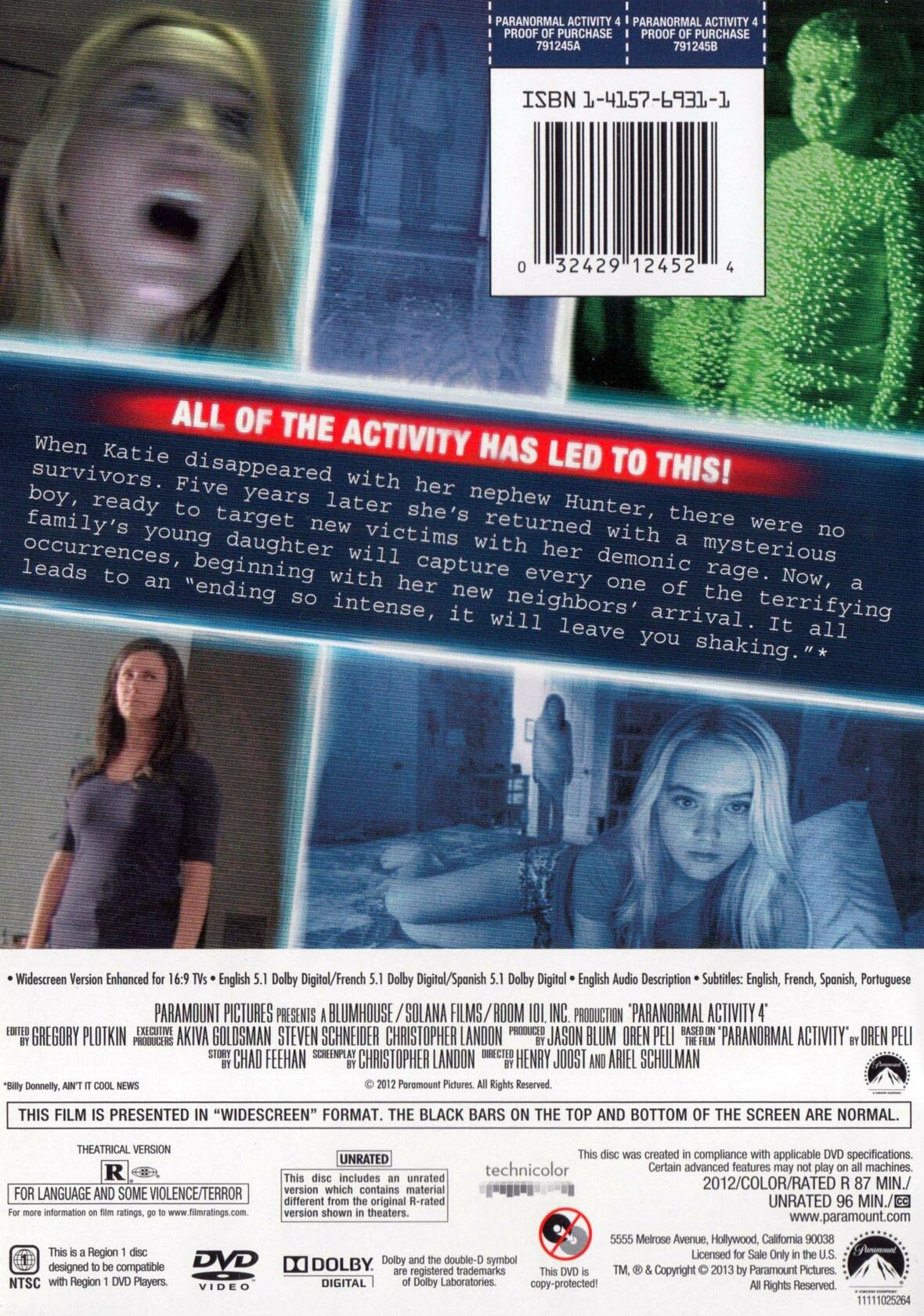 Paranormal Activity 4 [DVD] - Very Good