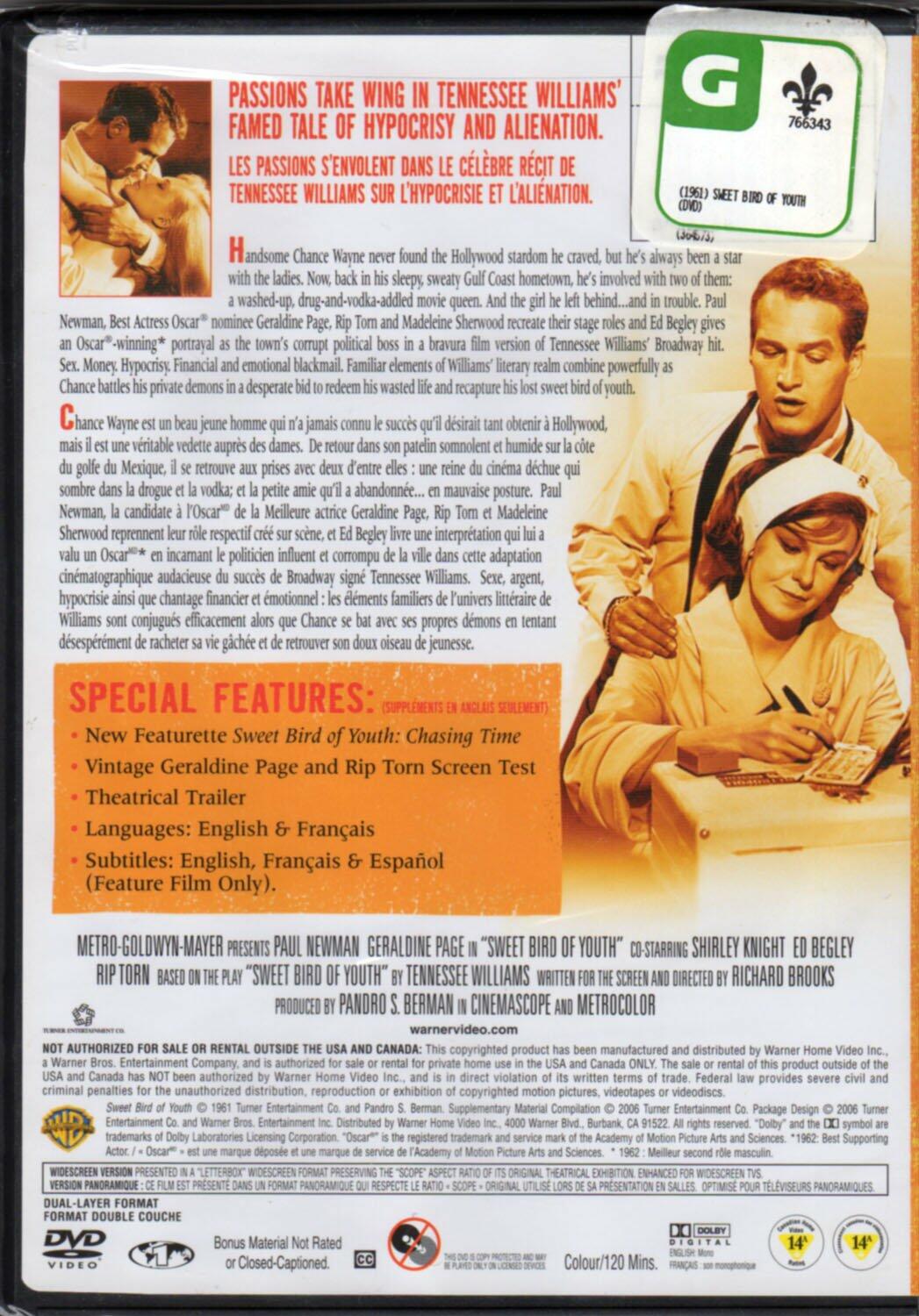 Sweet Bird of Youth (Doux oiseaux de jeunesse) [DVD] - Very Good