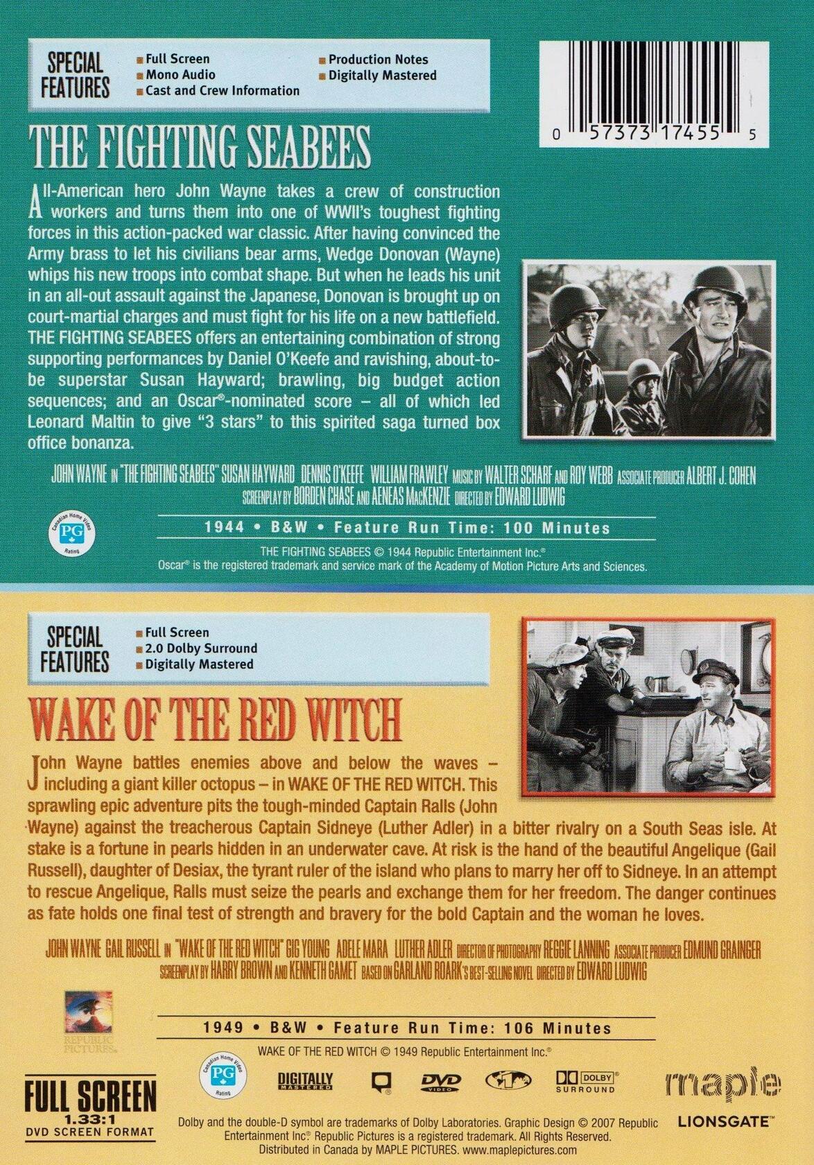 The Fighting Seabees / Wake of the Red Witch (John Wayne Double Feature) [DVD] - Very Good
