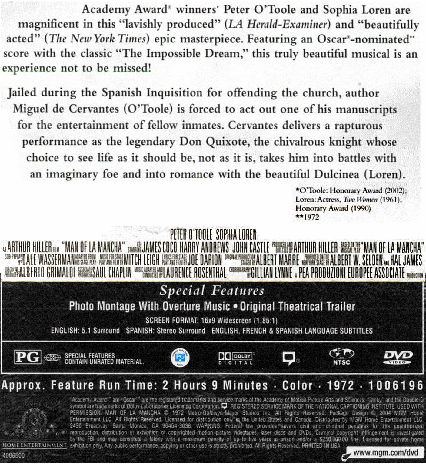 Man of La Mancha (Sous-titres français) [Import] - Very Good