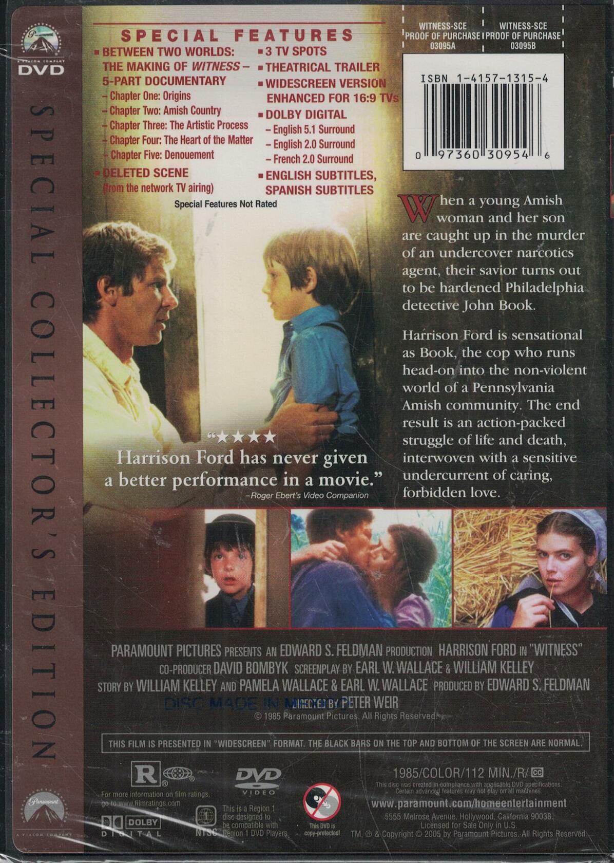 Witness (Special Collector's Edition)(Widescreen) [DVD] - Very Good