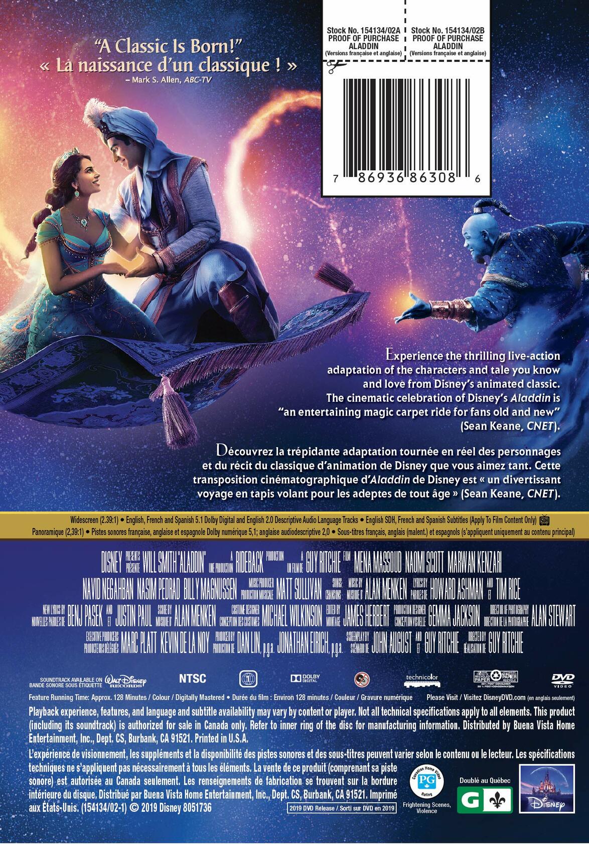 Aladdin (Bilingual) [DVD] - Very Good