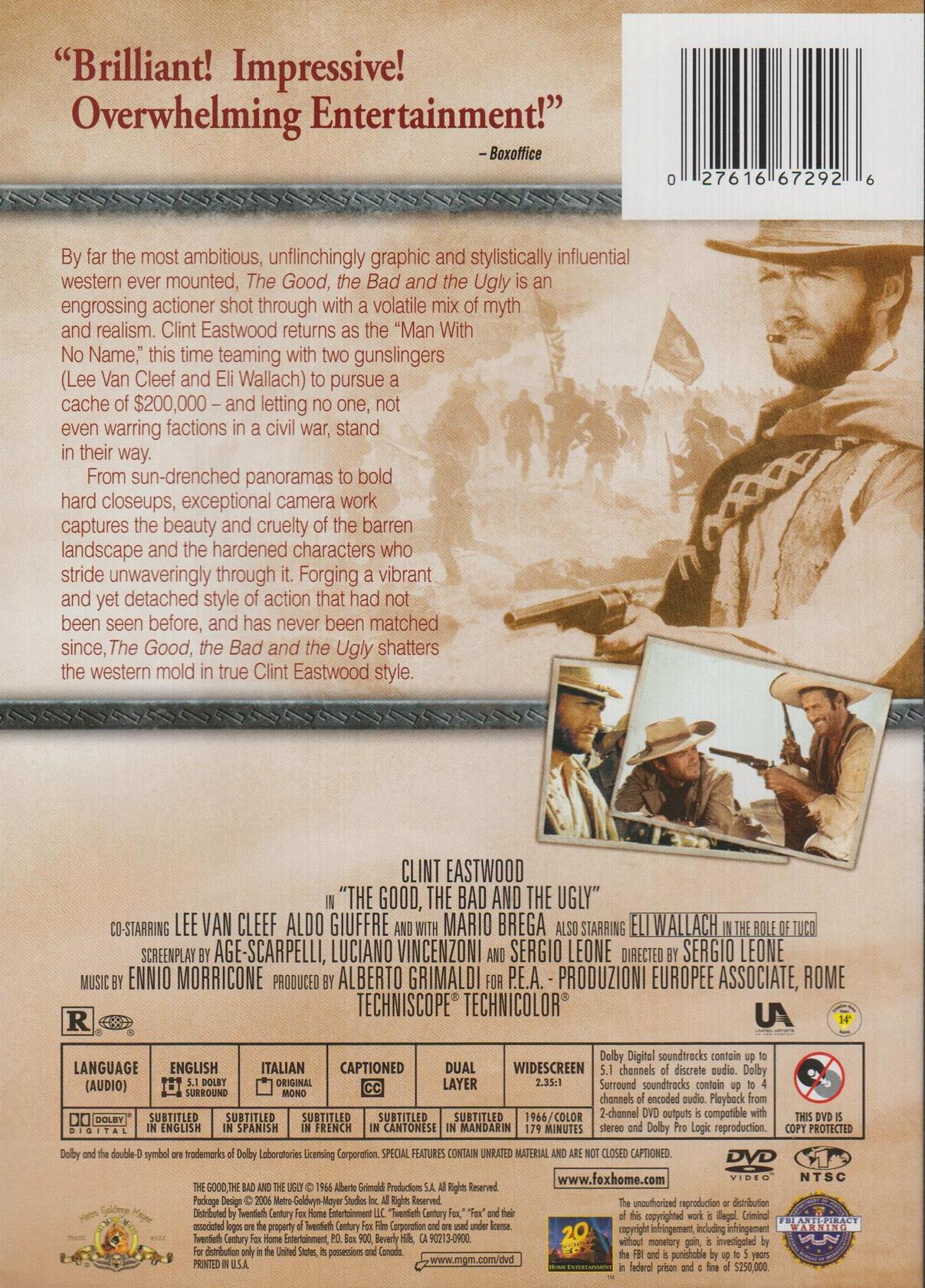 The Good, the Bad and the Ugly (Widescreen) (Bilingual) [DVD] - Very Good