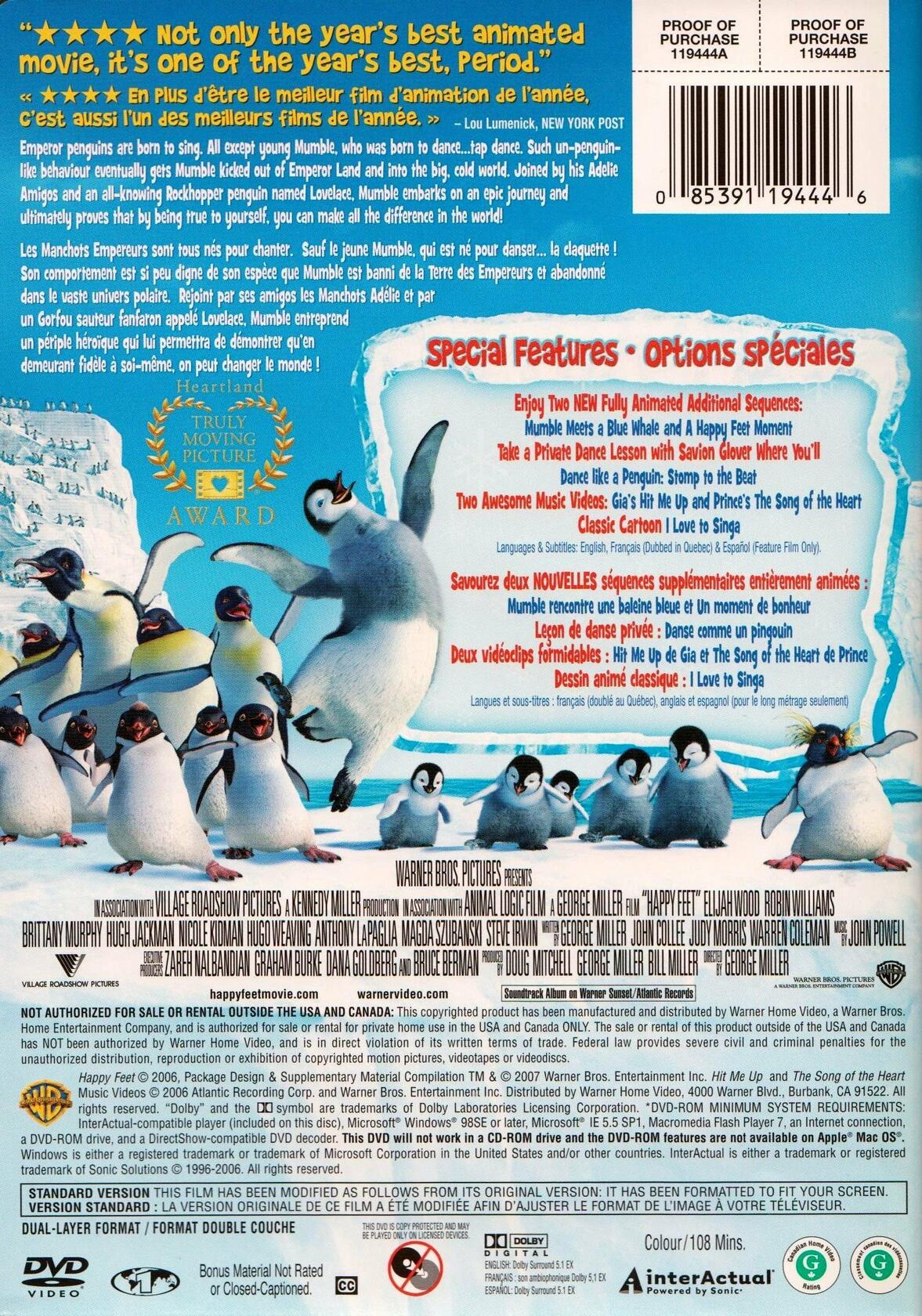 Happy Feet (Les petits pieds du bonheur) (Full Screen) (Bilingual) [DVD] - Very Good