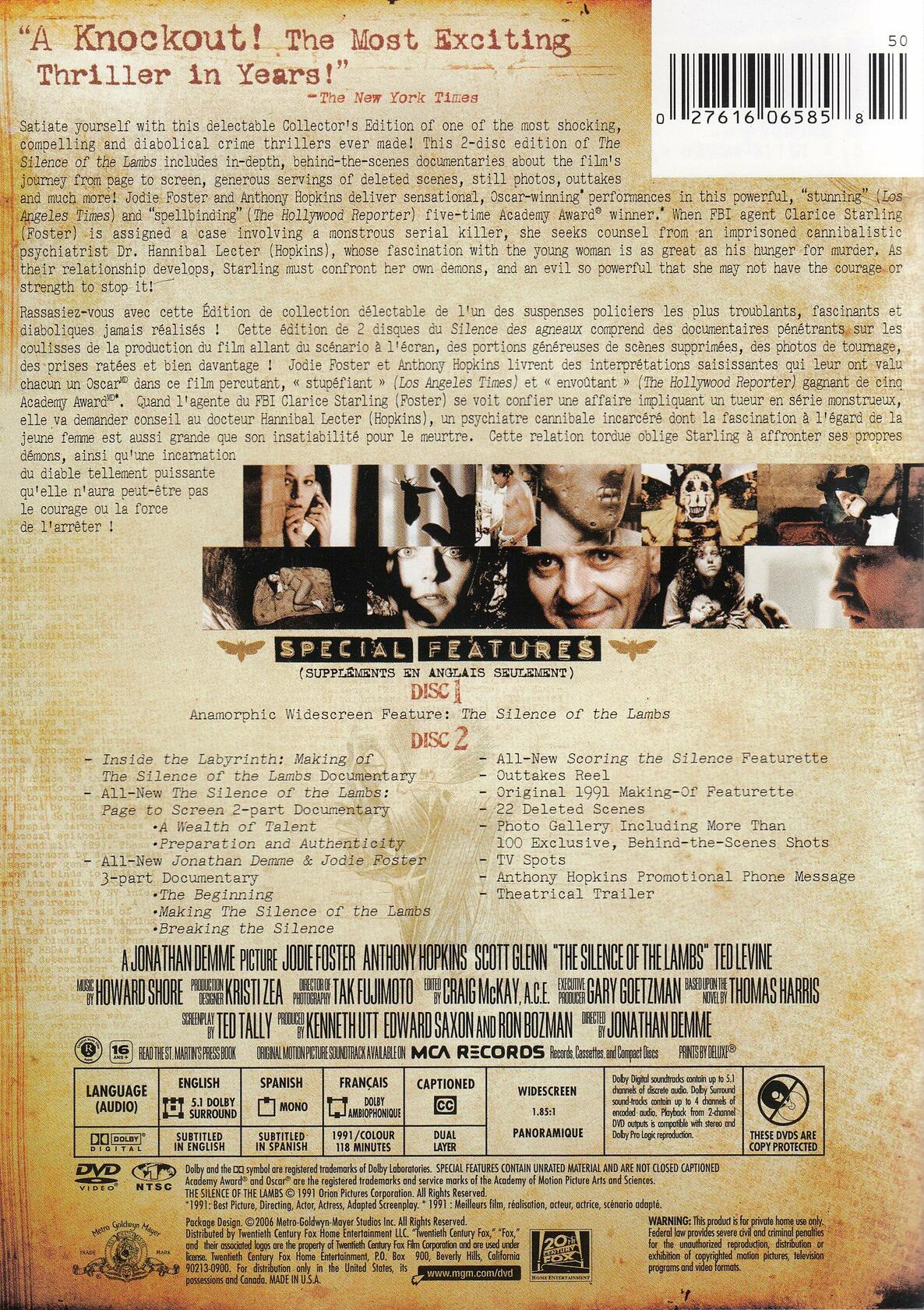 Silence of the Lambs [DVD] - Very Good