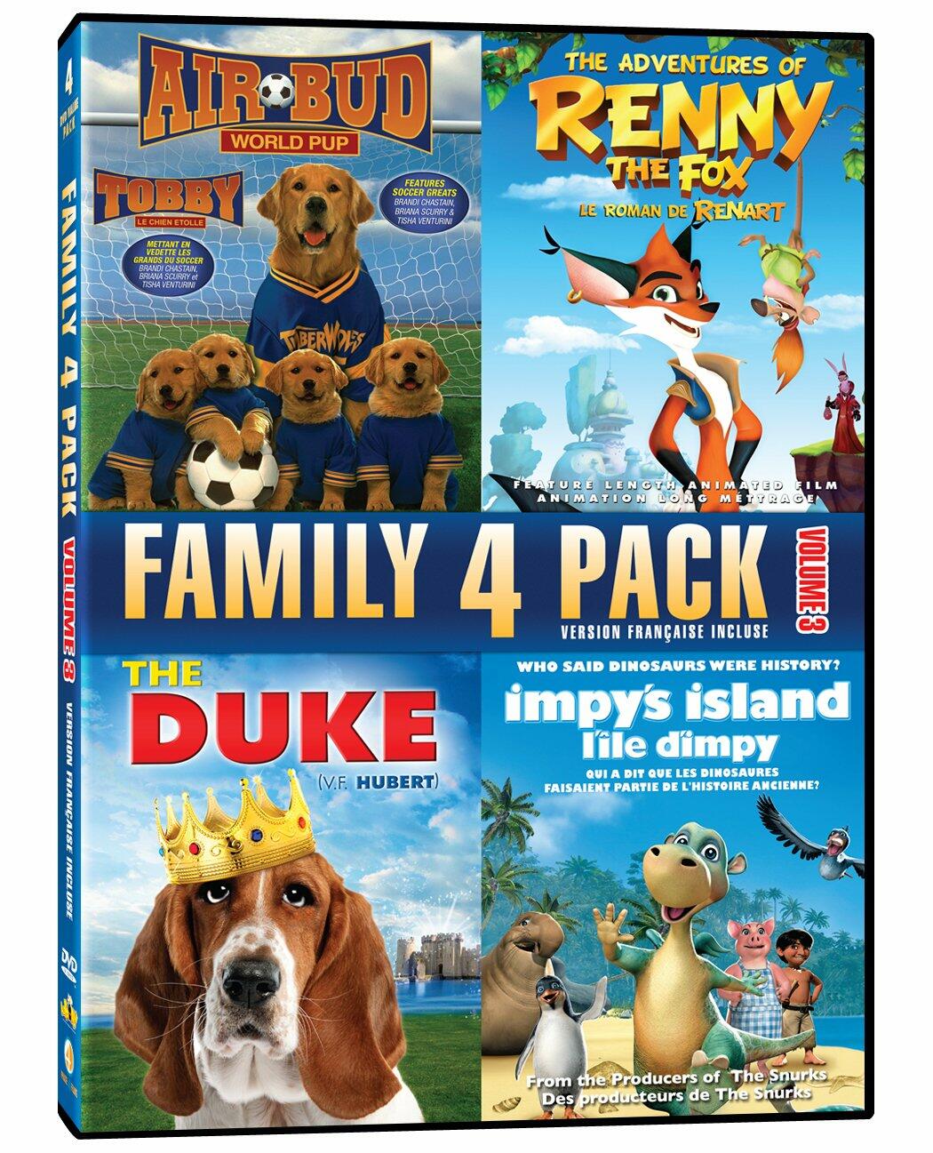 Family Quad Feature Volume 3 (Air Bud World Pup / Renny The Fox / The Duke / Impy's Island) [DVD]
