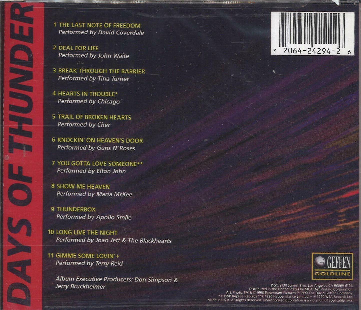 Days Of Thunder: Music From The Motion Picture Soundtrack [Audio CD] Various Artists and Hans Zimmer - Very Good