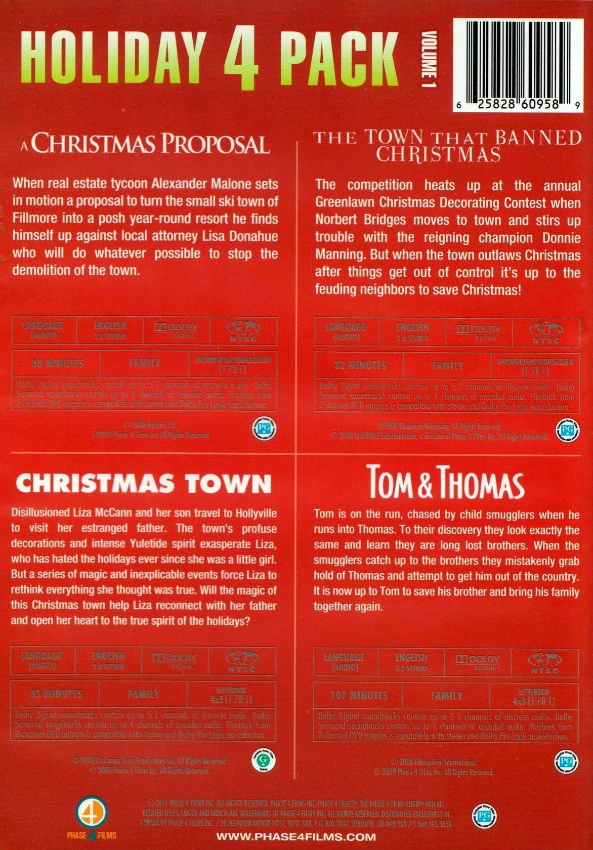 Holiday Quad Feature Volume 1 (A Christmas Proposal / The Town That Banned Christmas / Christmas Town / Tom & Thomas) [DVD]