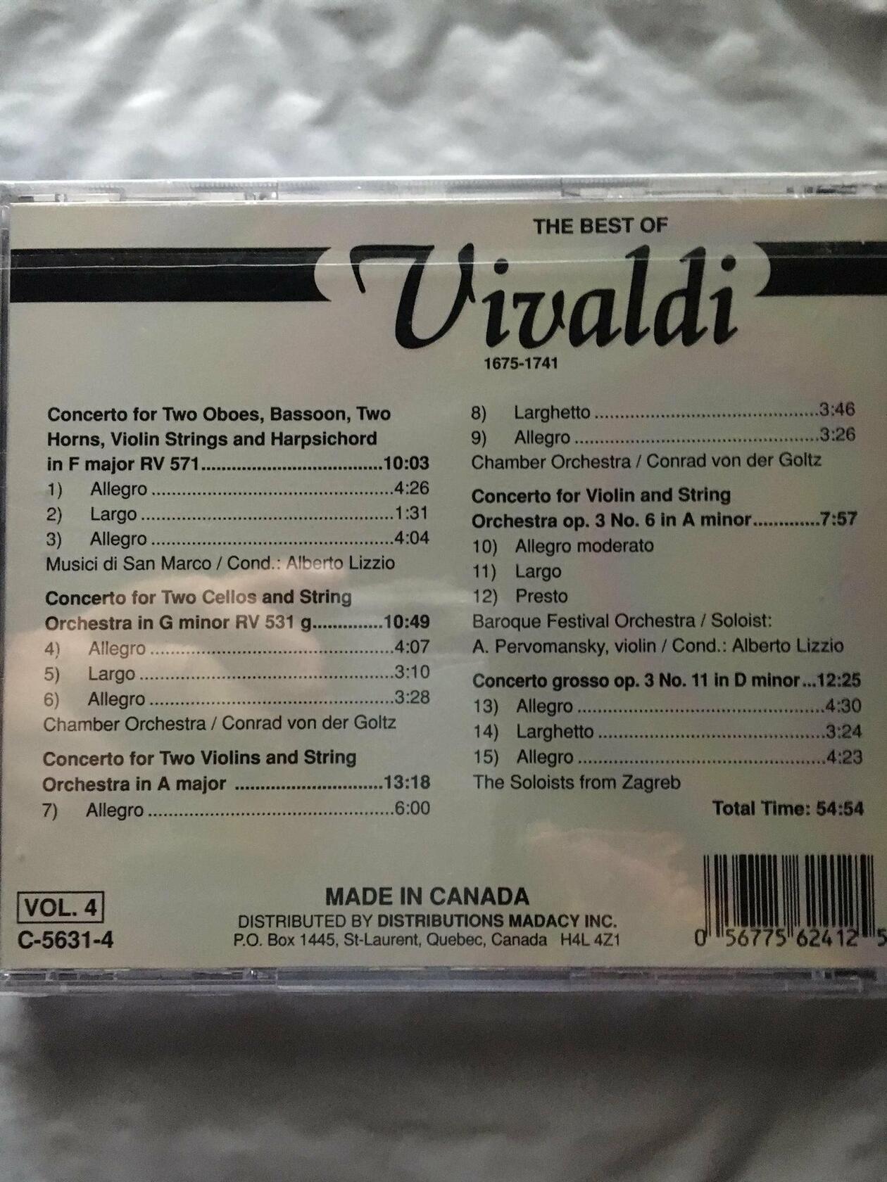 The Best of Vivaldi Vol. 4 [Audio CD] Vivaldi and Solists from Zagreb