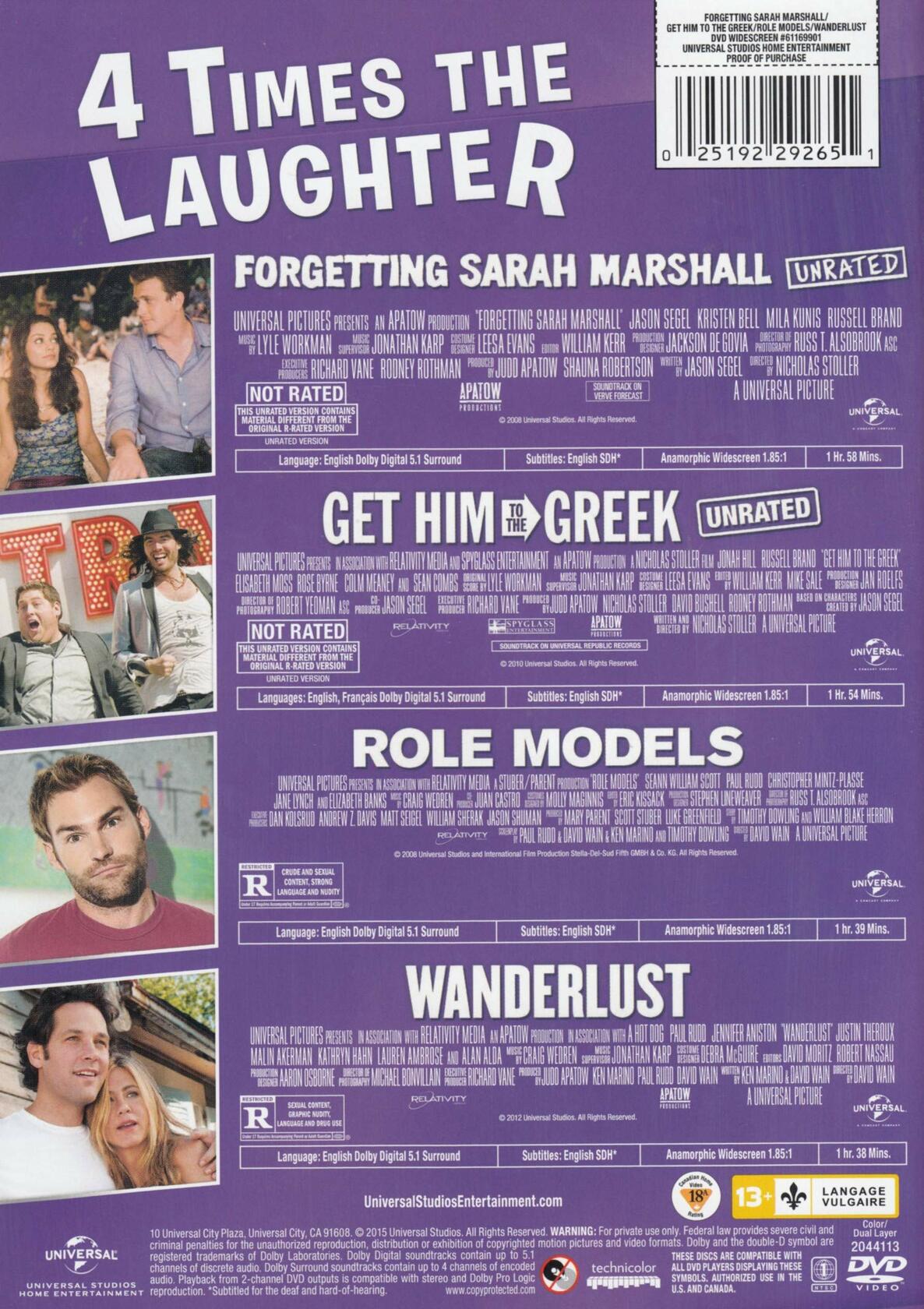 4-Movie Laugh Pack with Forgetting Sarah Marshall, Get Him to the Greek, Role Models, & Wanderlust [DVD]
