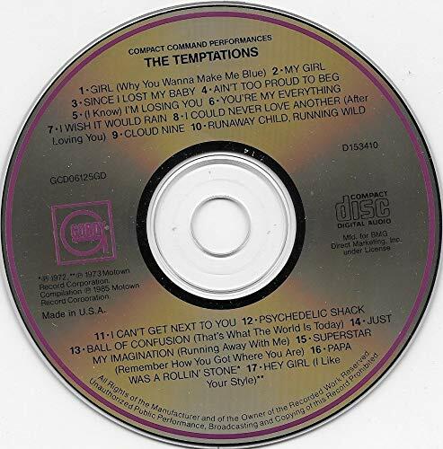 Compact Command Performances [Audio CD] Temptations - Very Good
