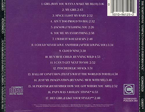 Compact Command Performances [Audio CD] Temptations - Very Good