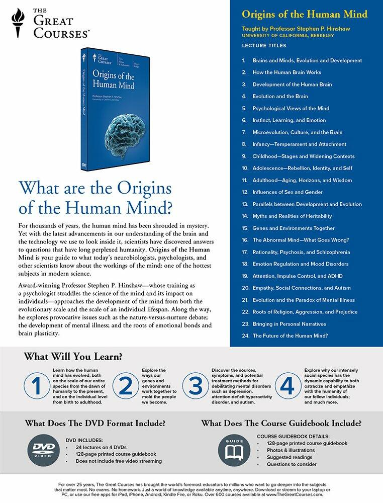 Origins of the Human Mind DVD the Great Courses [DVD] - Very Good